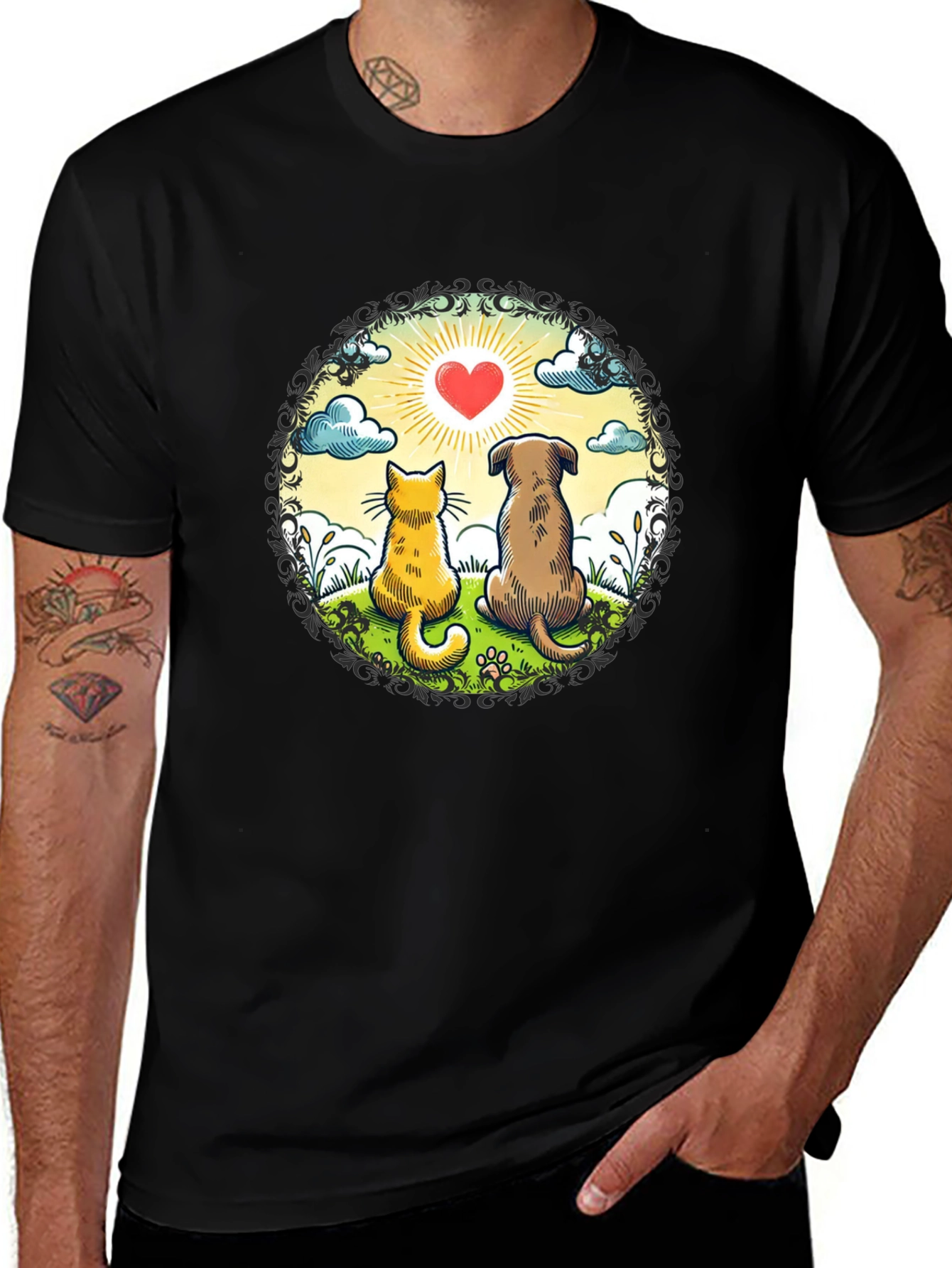 Variant 13 of Heartwarming Cat & Dog Love T-Shirt