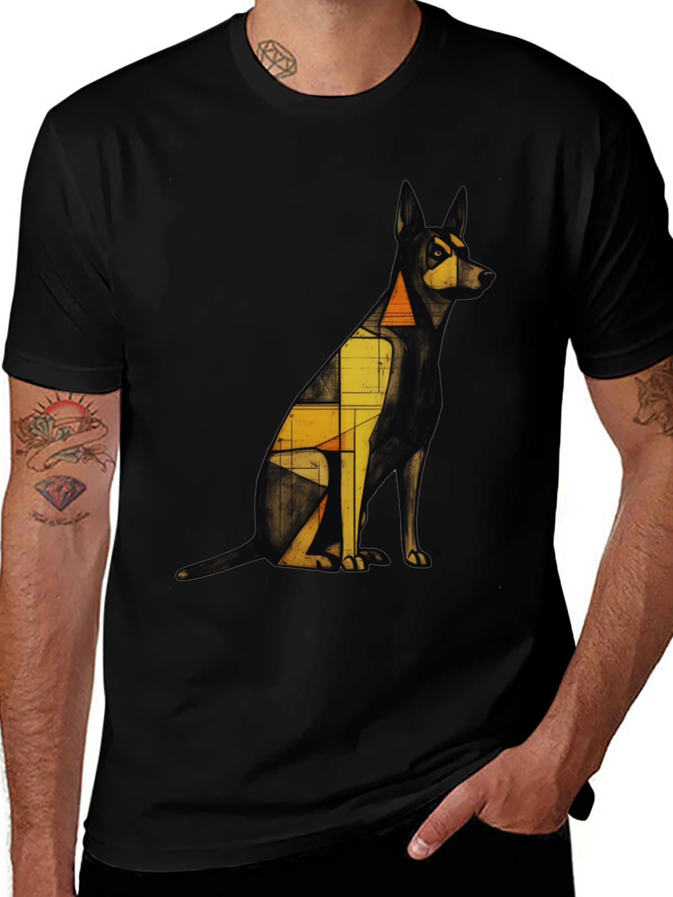Variant 17 of Geometric Dog Graphic Tee - Modern Art Print
