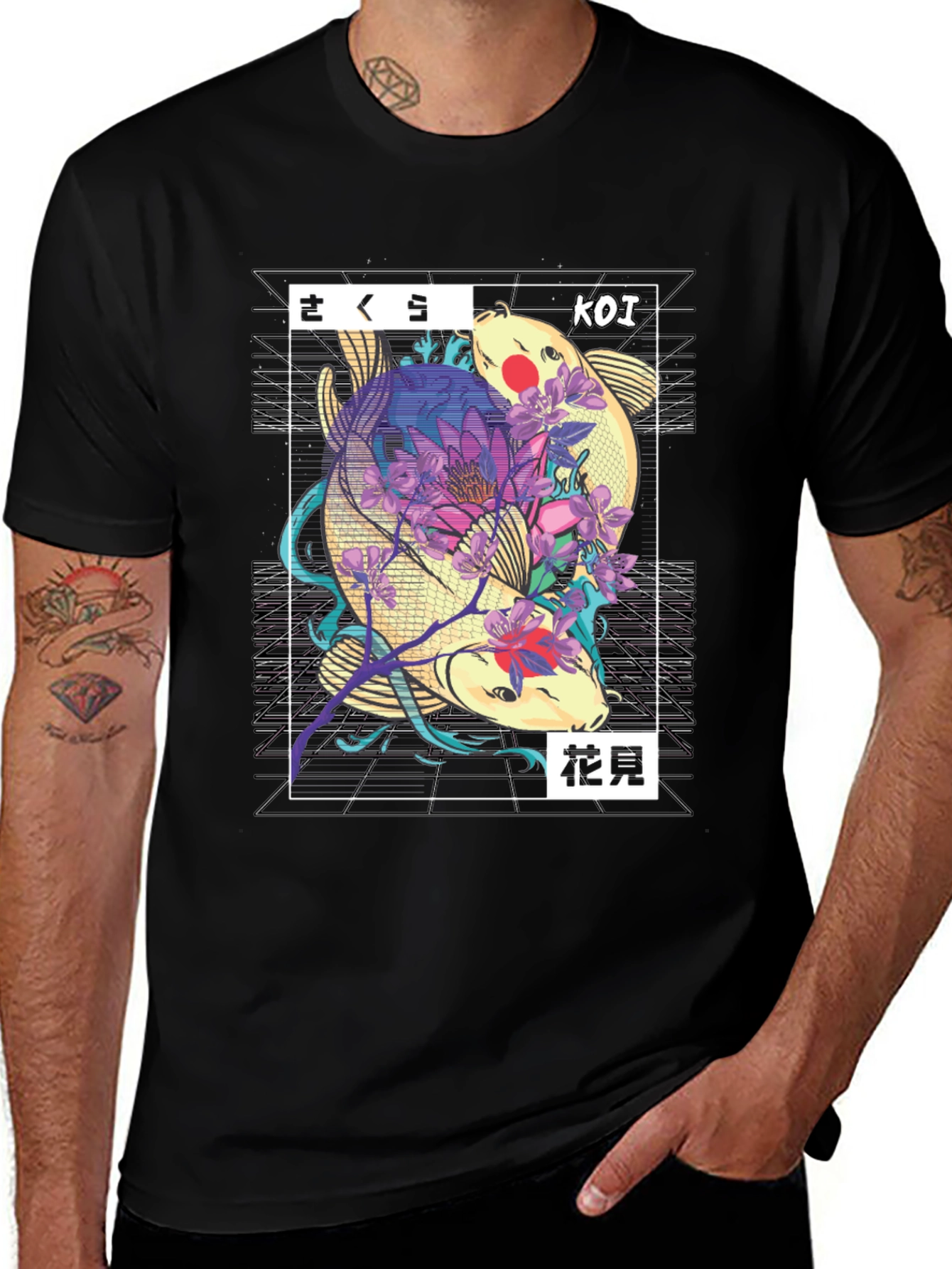 Koi Fish Graphic T-Shirt - Japanese Art Design