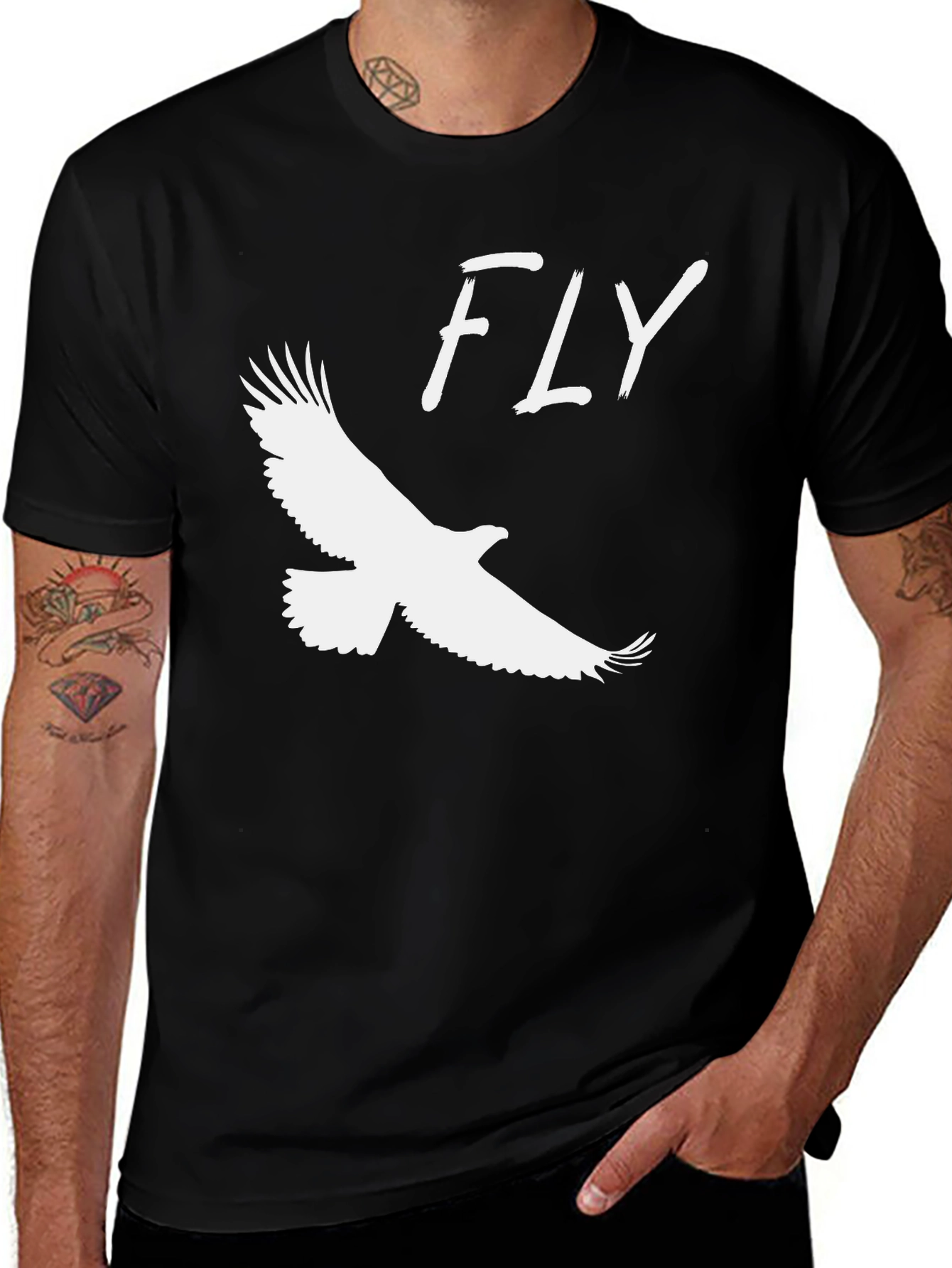 Variant 19 of Fly Eagle Graphic Tee - Black Short Sleeve Crew Neck