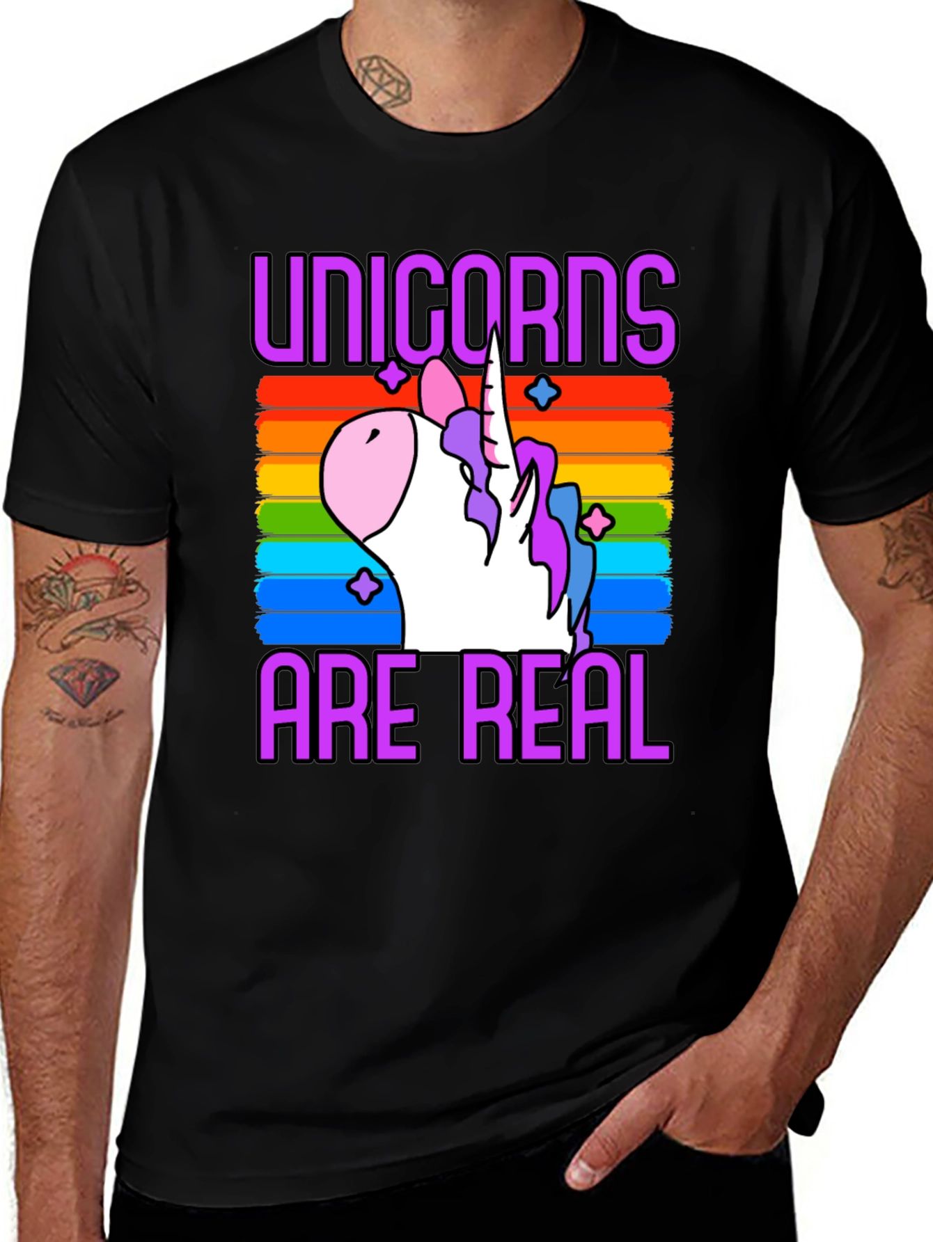 Variant 2 of Unicorns Are Real Rainbow Pride Graphic T-Shirt