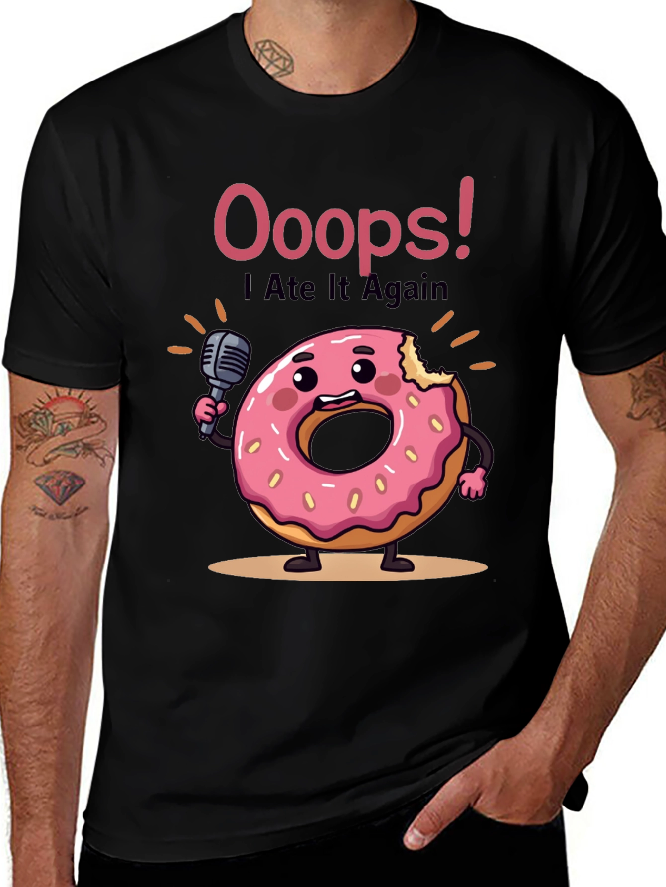 Variant 28 of Funny Donut Graphic T-Shirt - Ooops! I Ate It Again