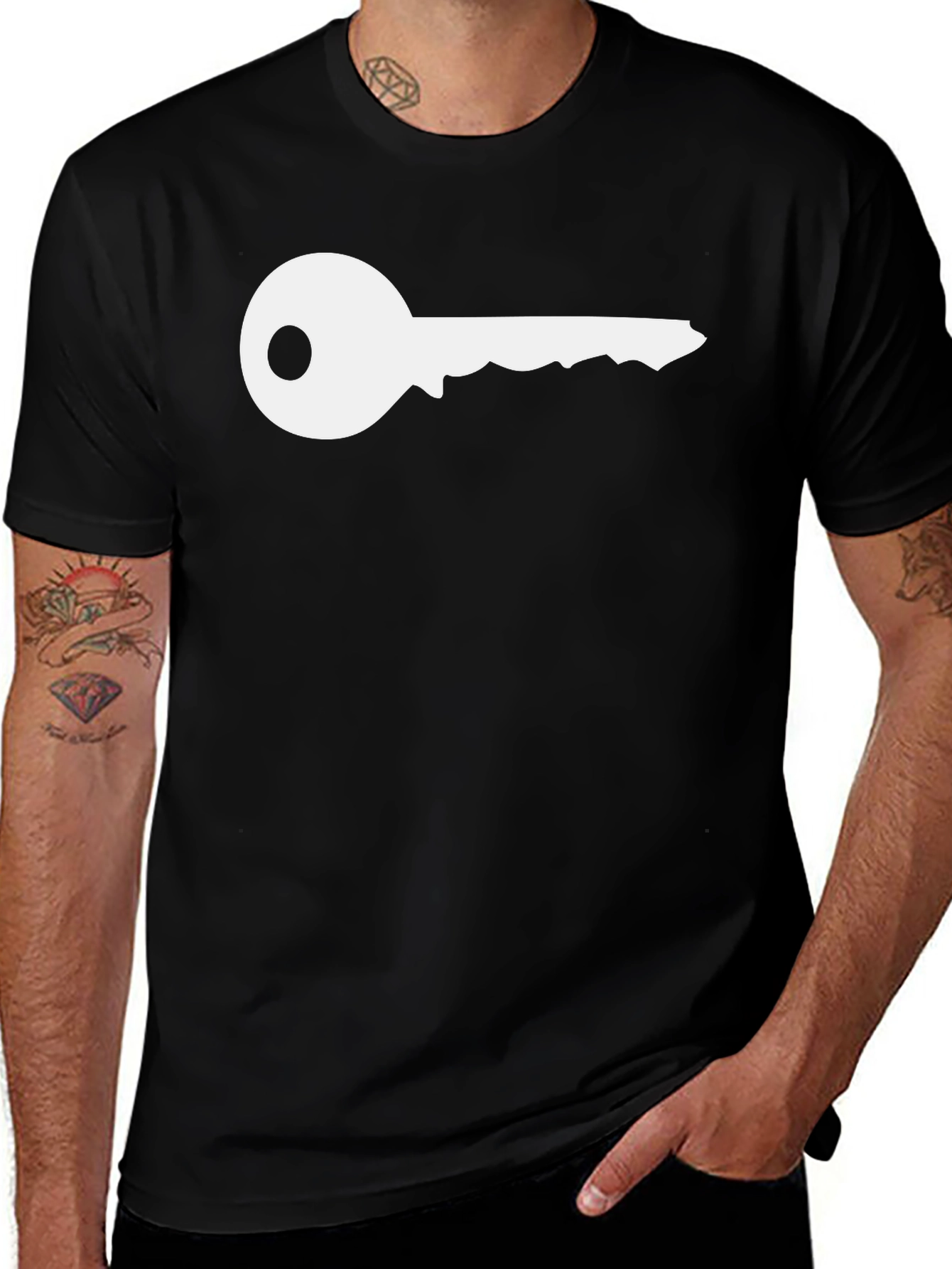 Variant 20 of Key Graphic T-Shirt - Black Crew Neck Tee