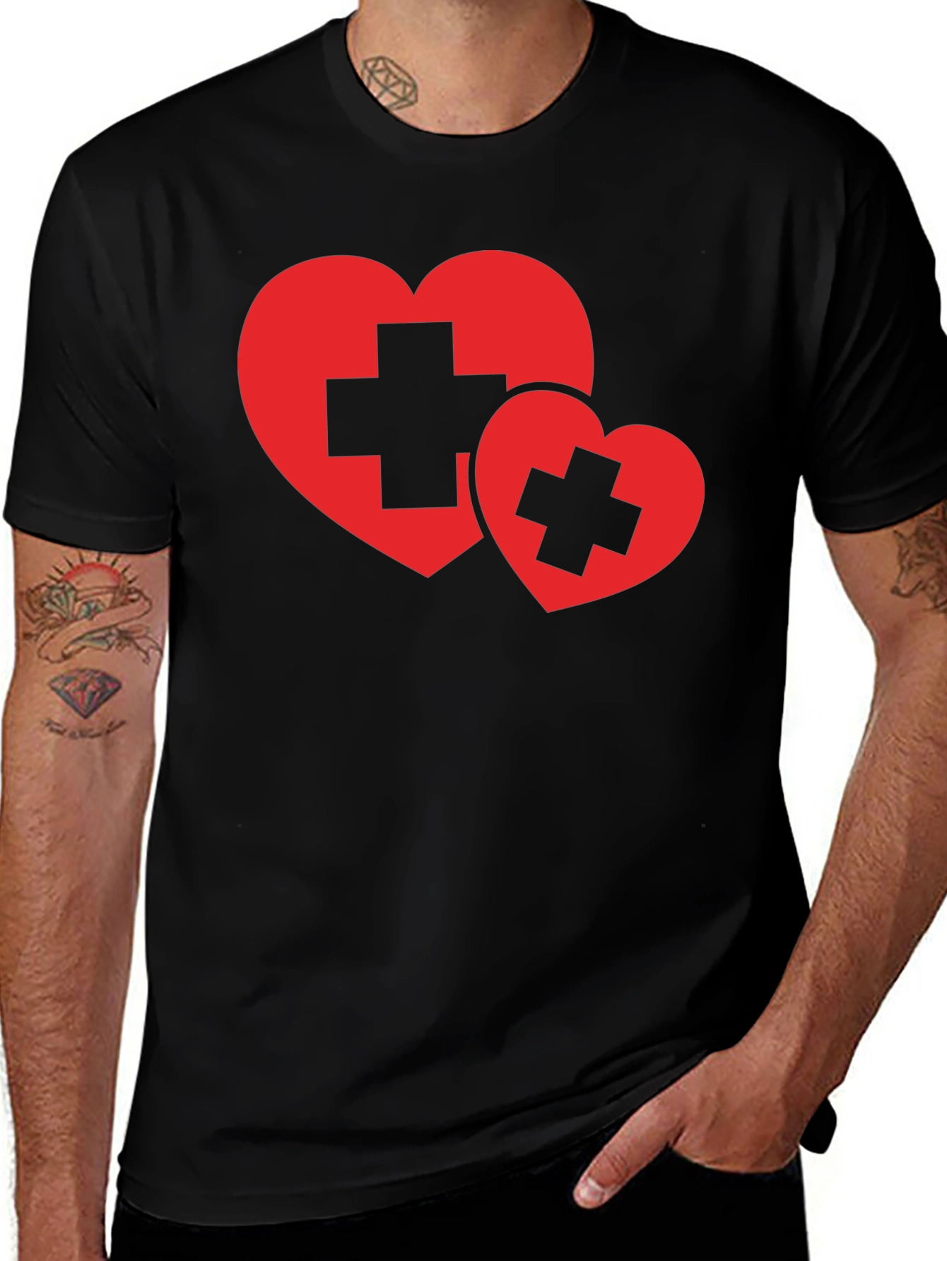 Variant 28 of Heart Plus Graphic Tee - Black Unisex