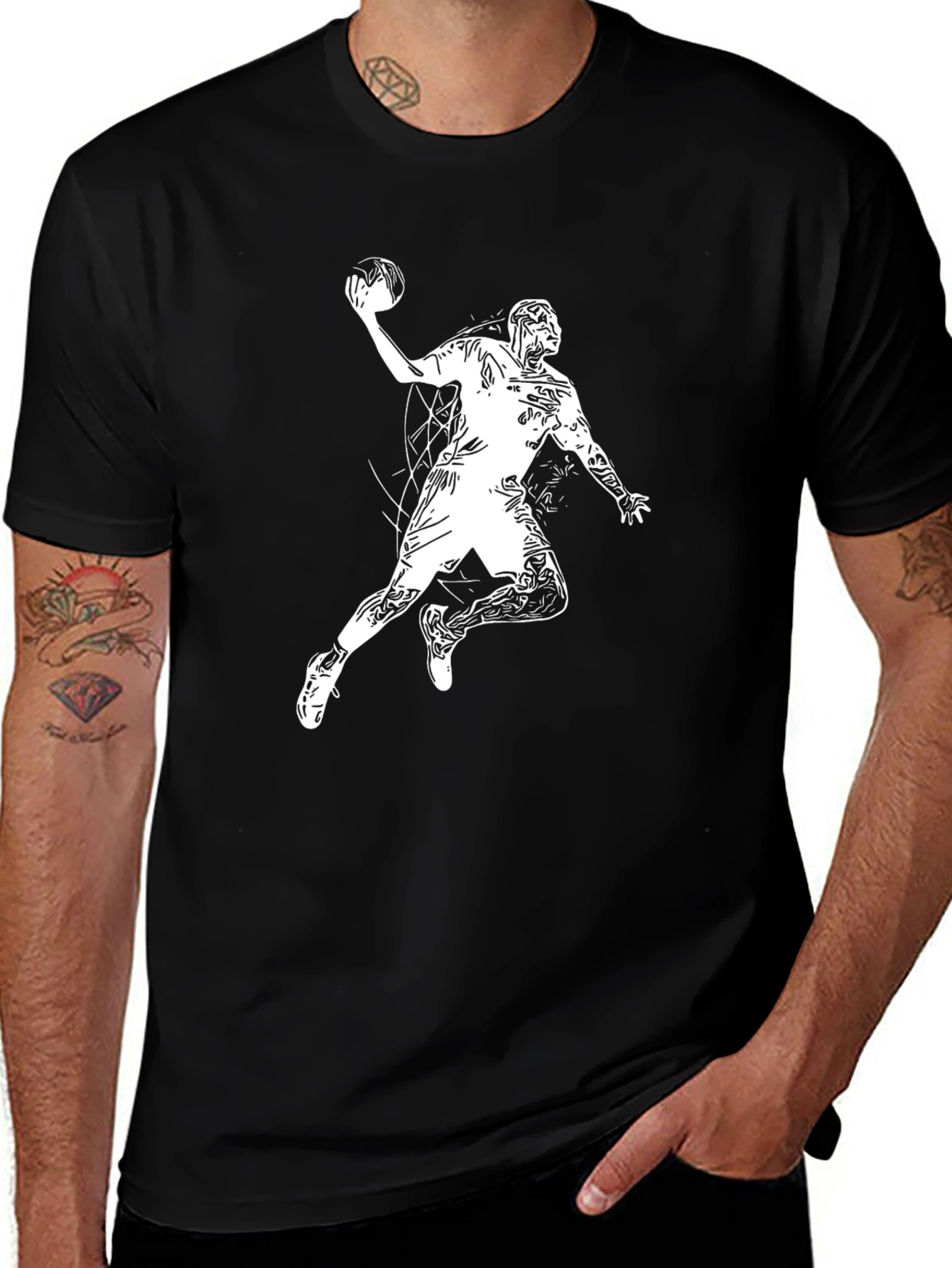 Variant 30 of Handball Player Graphic Tee - Black