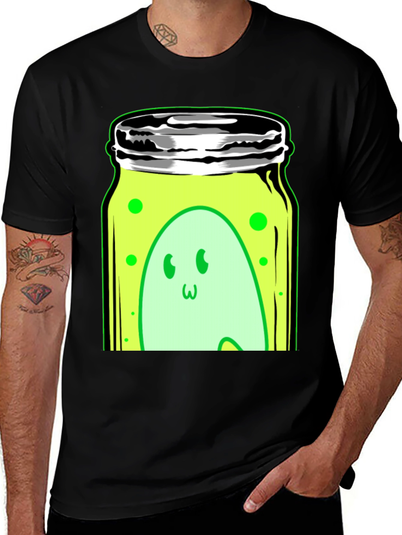 Variant 4 of Ghost in a Jar Graphic Tee - Black Cotton Blend