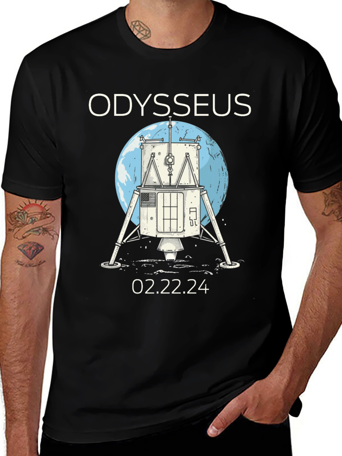 Odysseus Lunar Lander T-Shirt - Mission 02.22.24