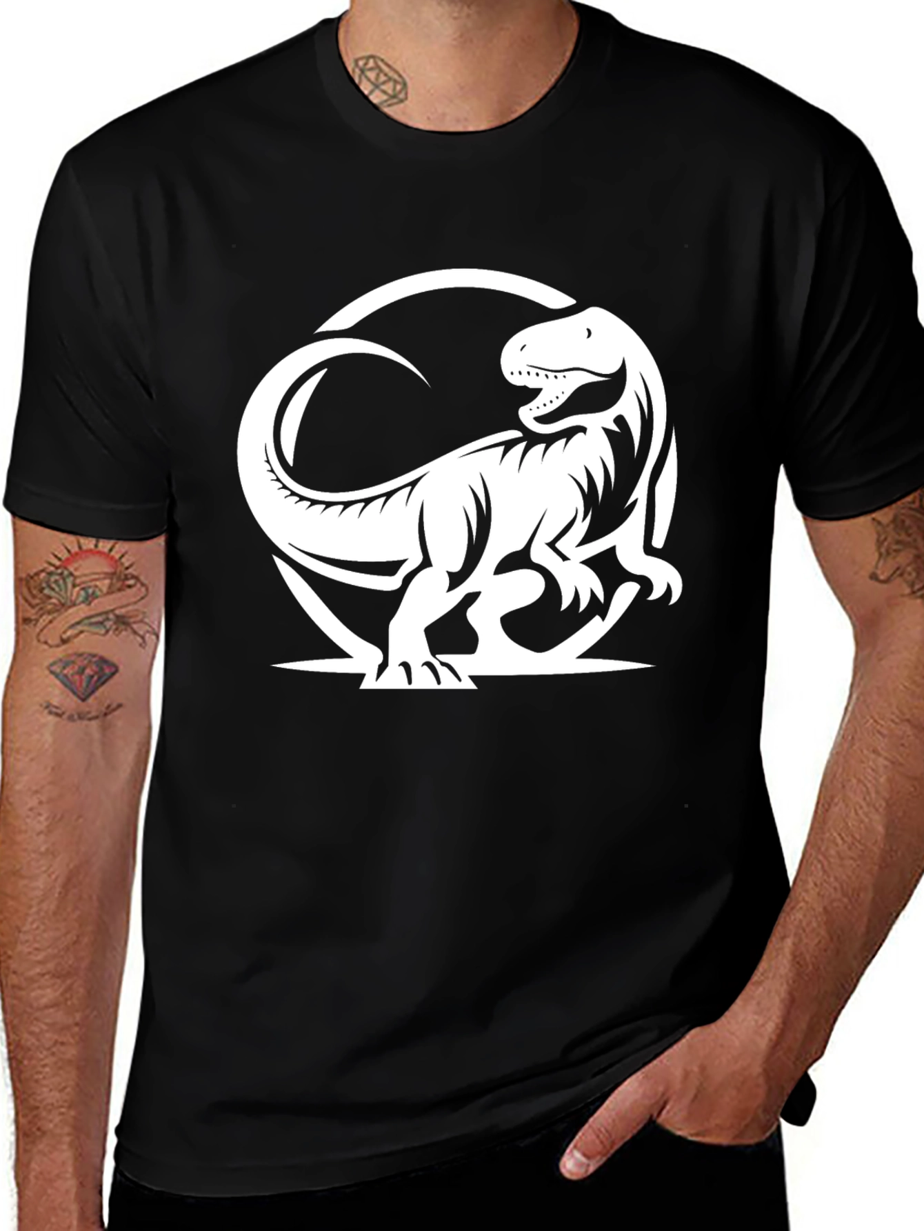 Dino Graphic Tee - Black T-Rex Design
