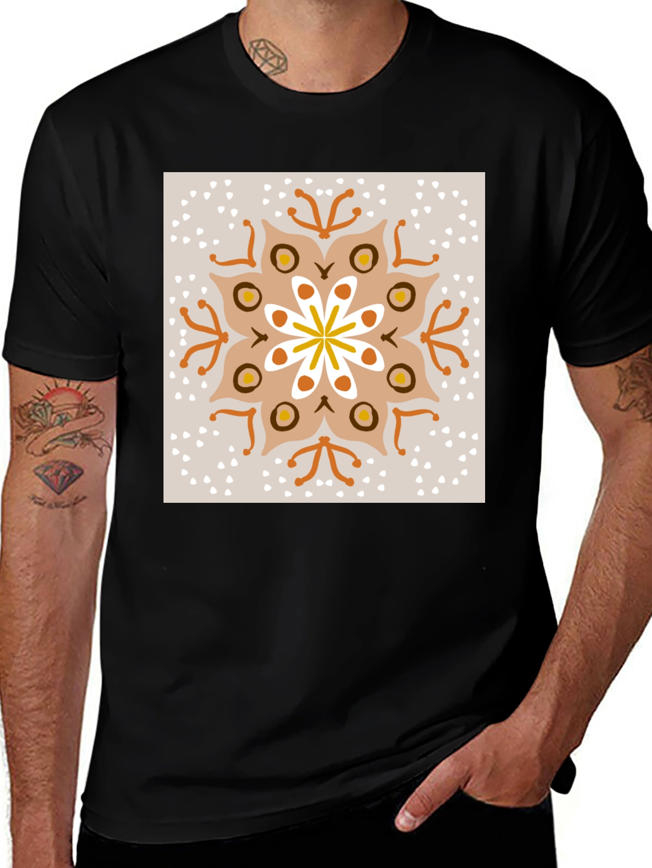 Variant 21 of Boho Mandala Graphic Tee - Unisex Black T-Shirt