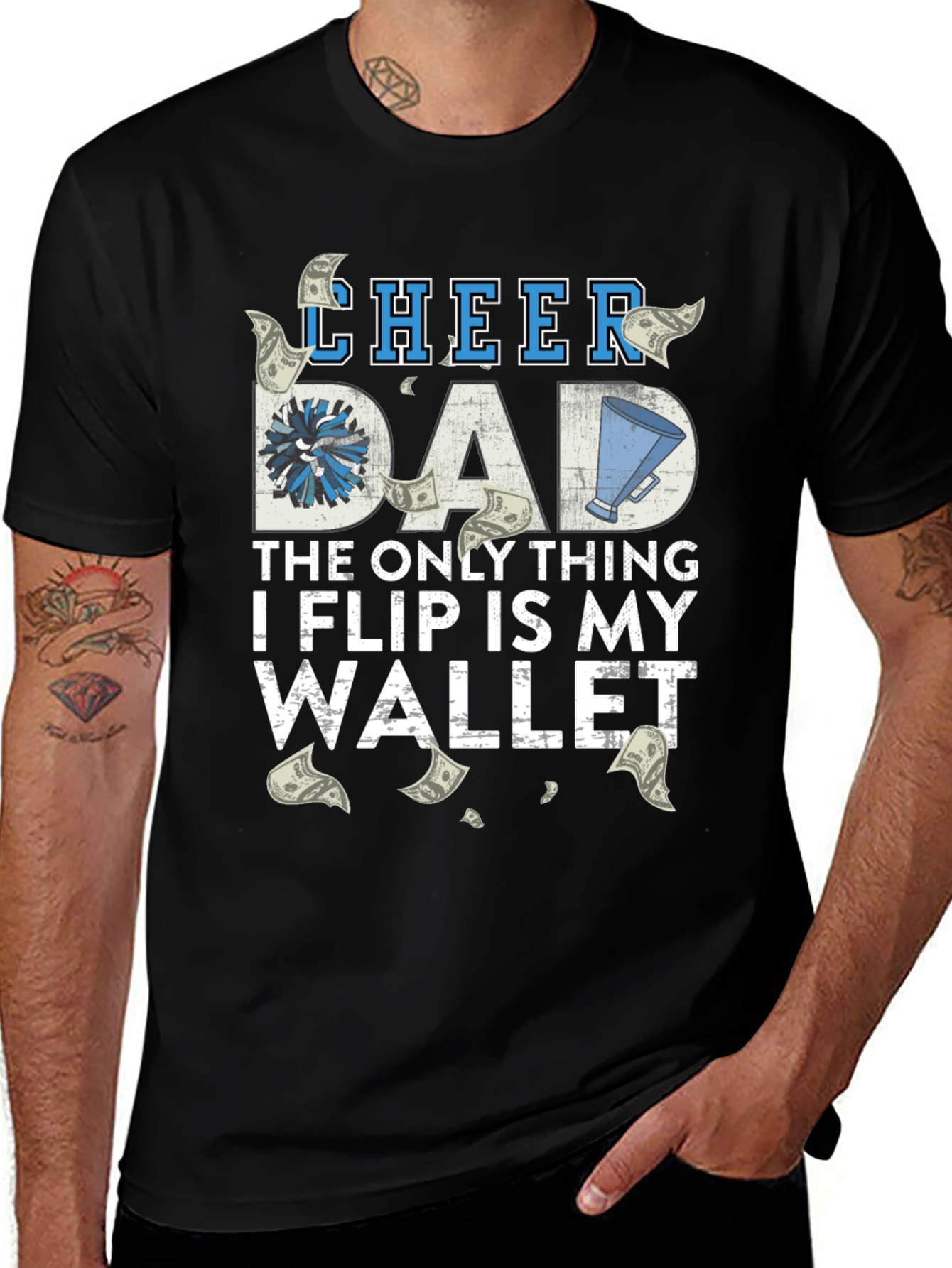 Cheer Dad T-Shirt - The Only Thing I Flip is My Wallet