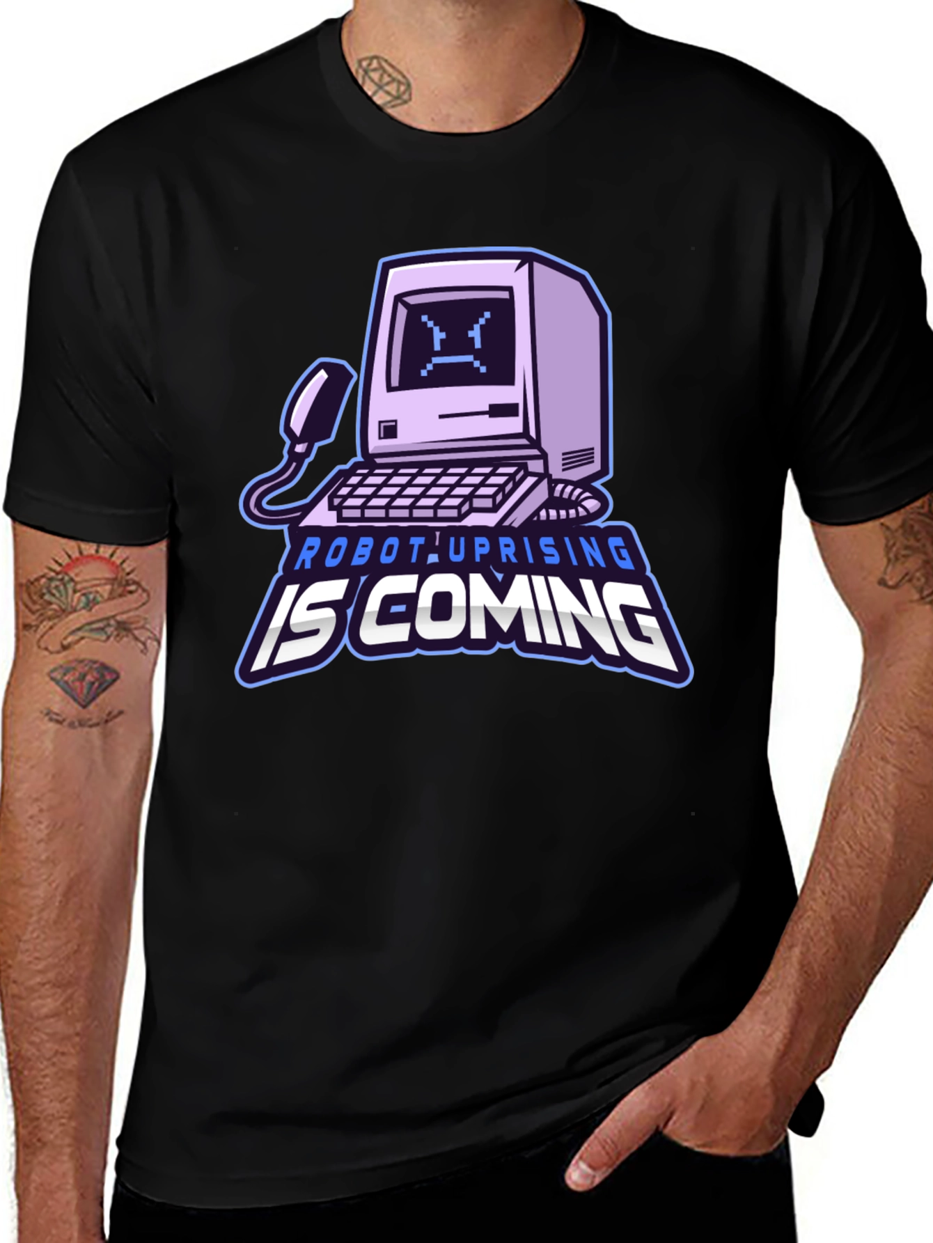 Variant 3 of Robot Uprising Computer Graphic Black T-Shirt