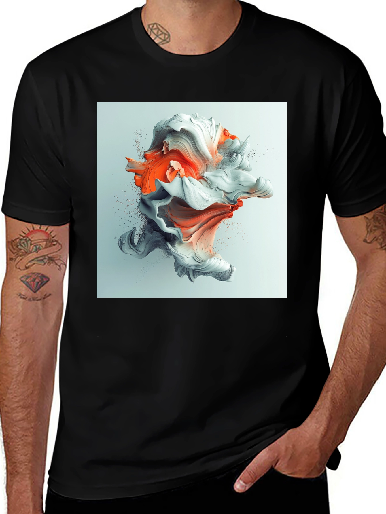 Variant 25 of Abstract Art Graphic Tee - Modern Style Black T-Shirt