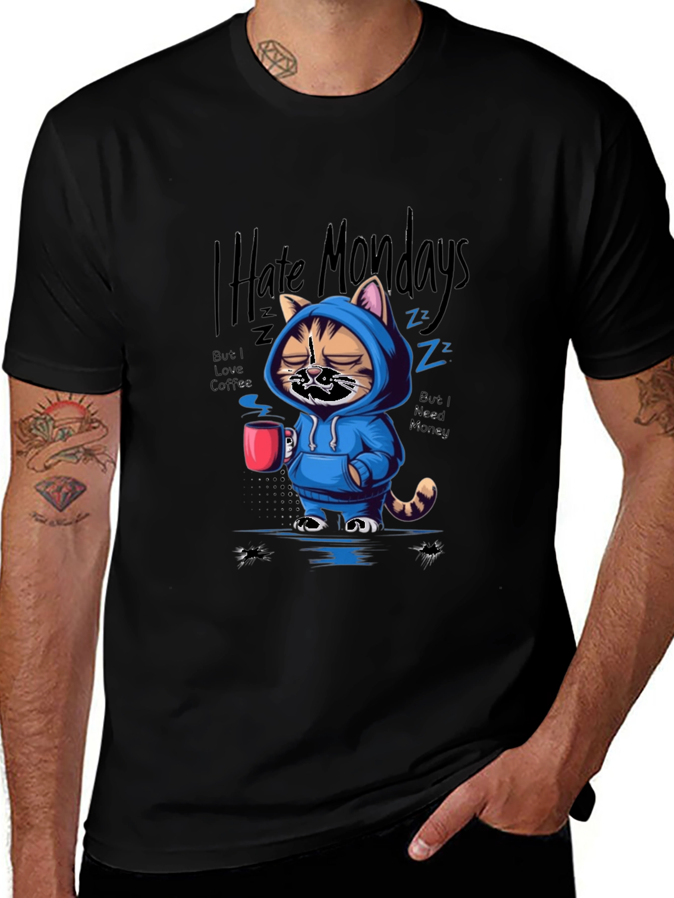 Variant 10 of I Hate Mondays Cat Graphic T-Shirt