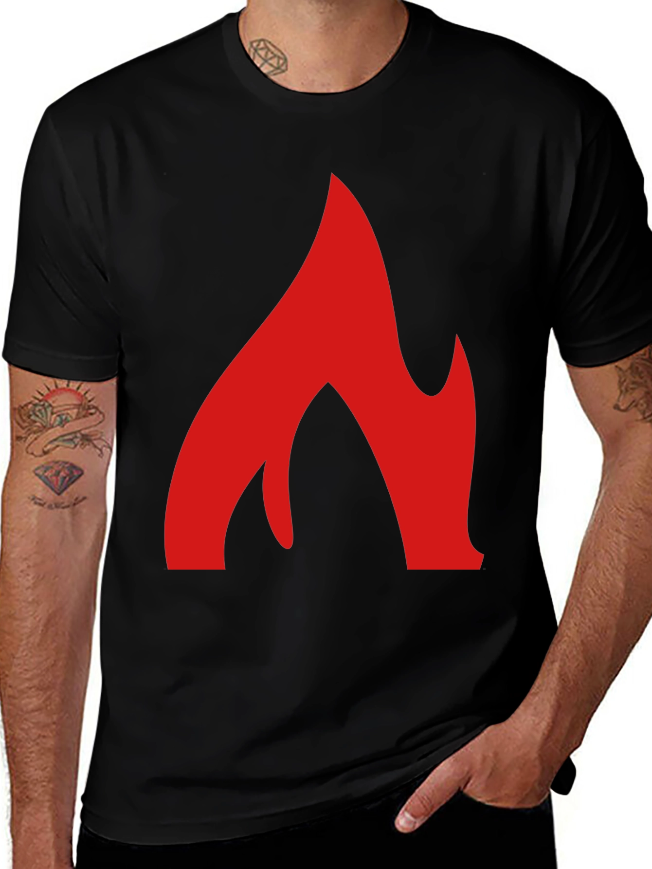 Variant 10 of Bold Flame Graphic Tee - Black Cotton T-Shirt