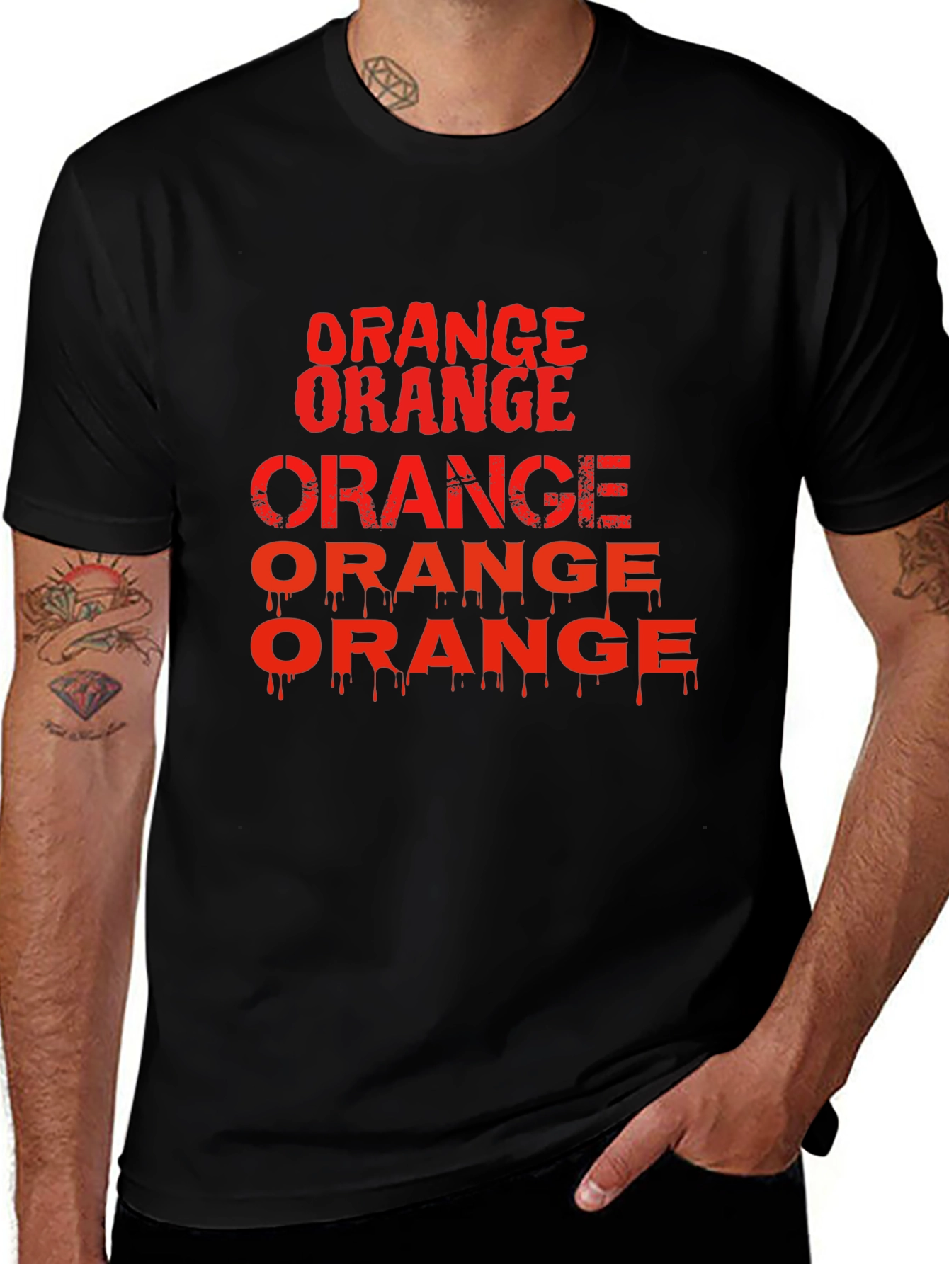 Variant 16 of Orange Graphic Print Black T-Shirt