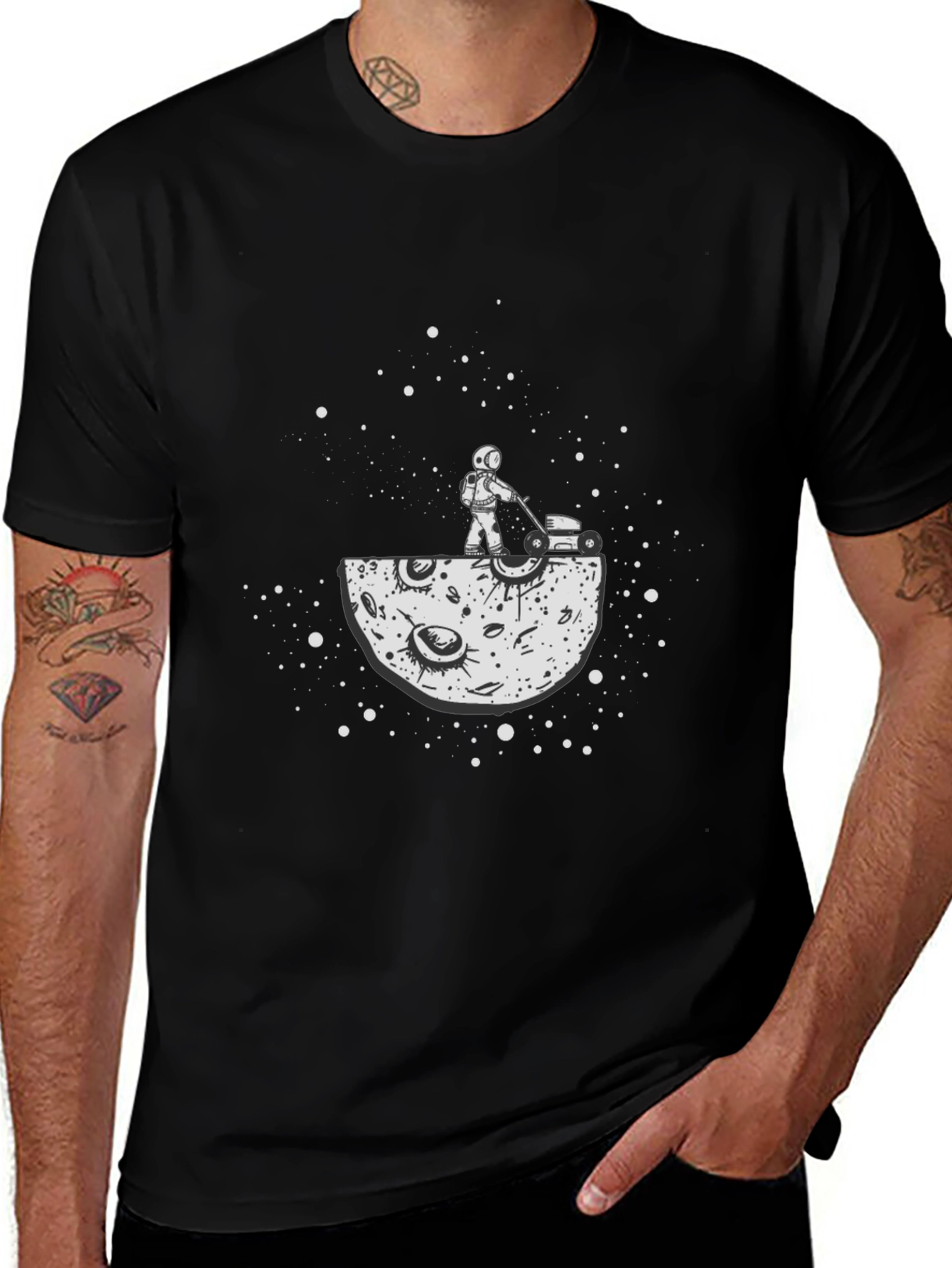 Variant 18 of Astronaut Moon Mowing T-Shirt - Cosmic Humor Tee