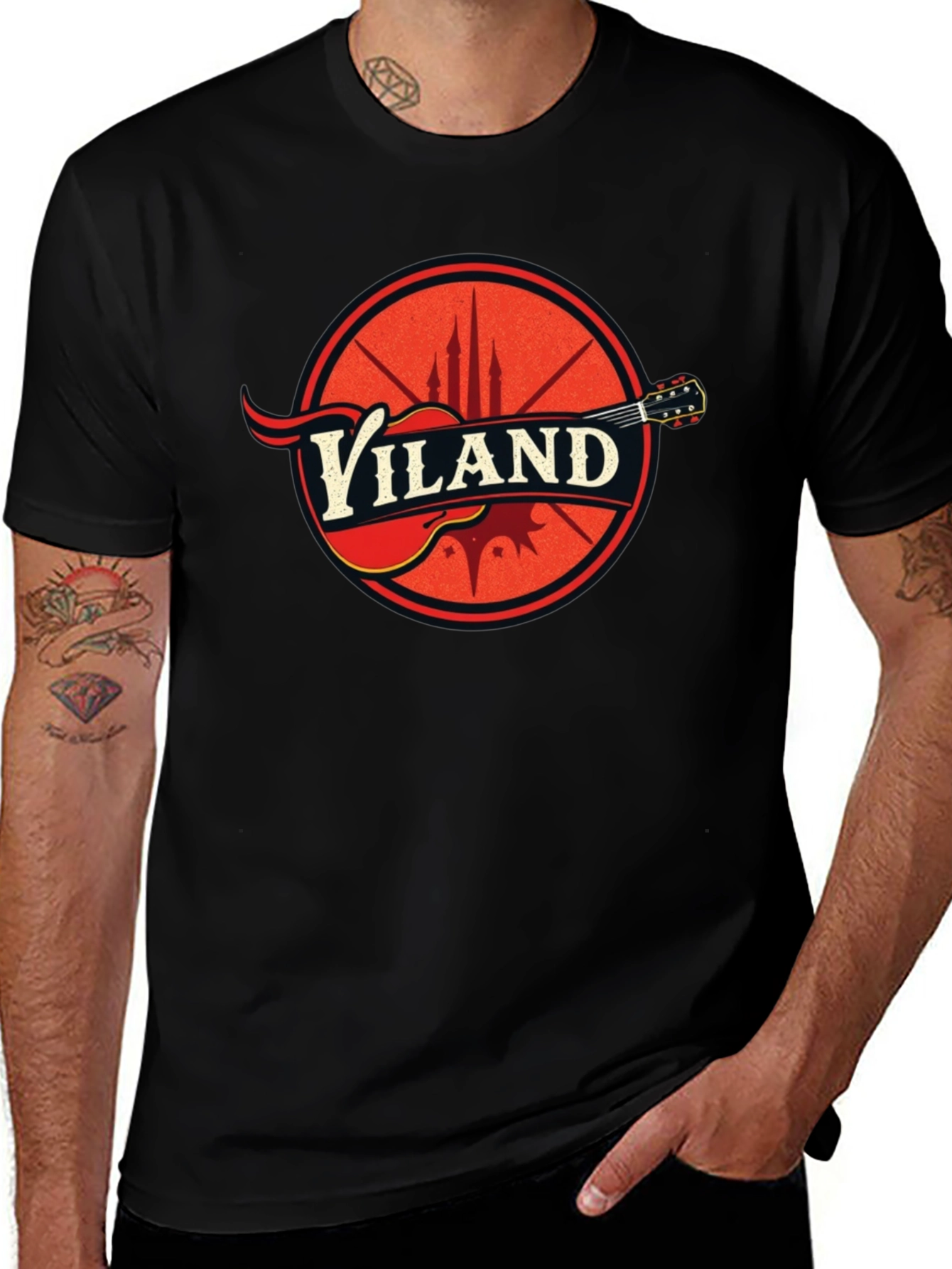 Variant 3 of Viland Guitar Logo Black T-Shirt