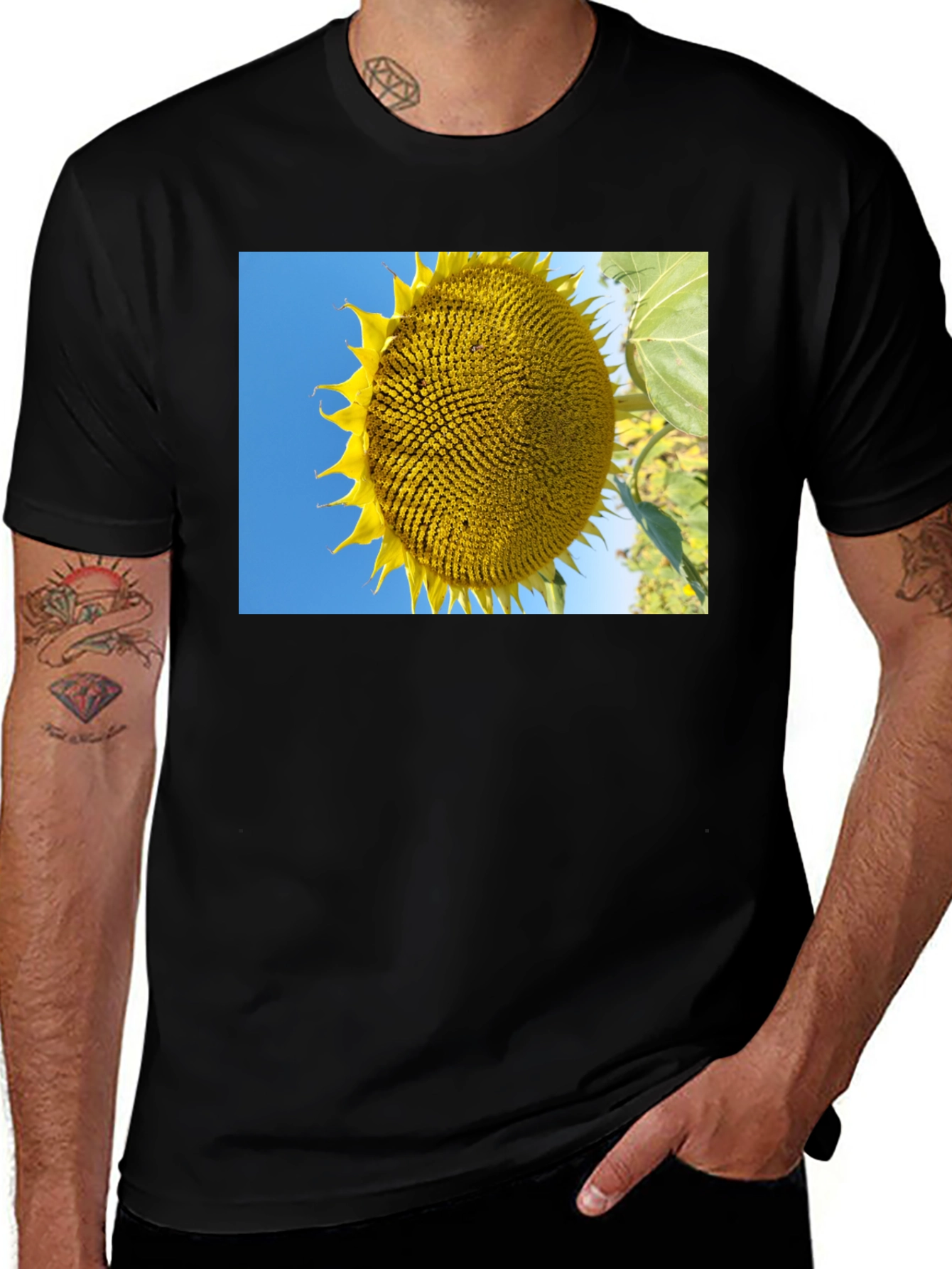Variant 22 of Sunflower Graphic Tee - Black Cotton T-Shirt