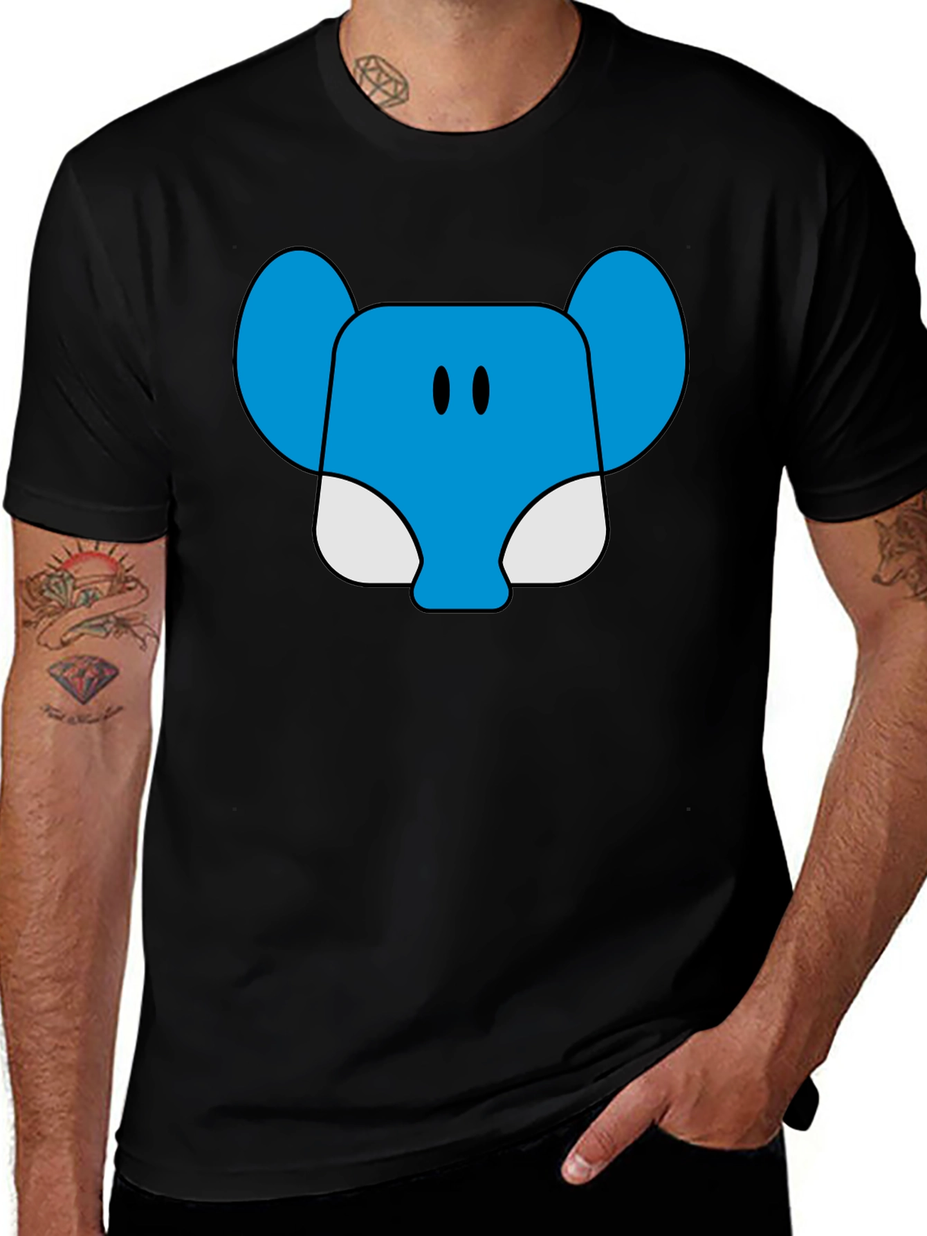Variant 2 of Blue Elephant Cartoon Graphic T-Shirt