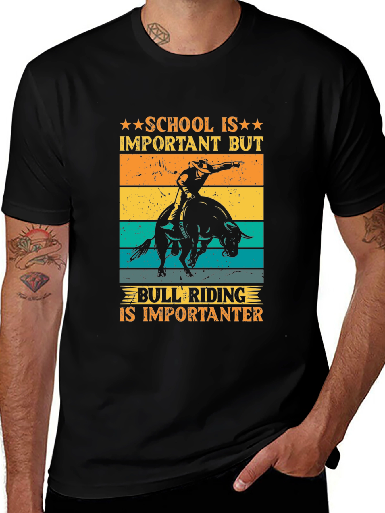 Variant 8 of Bull Riding T-Shirt: School Is Important, But...