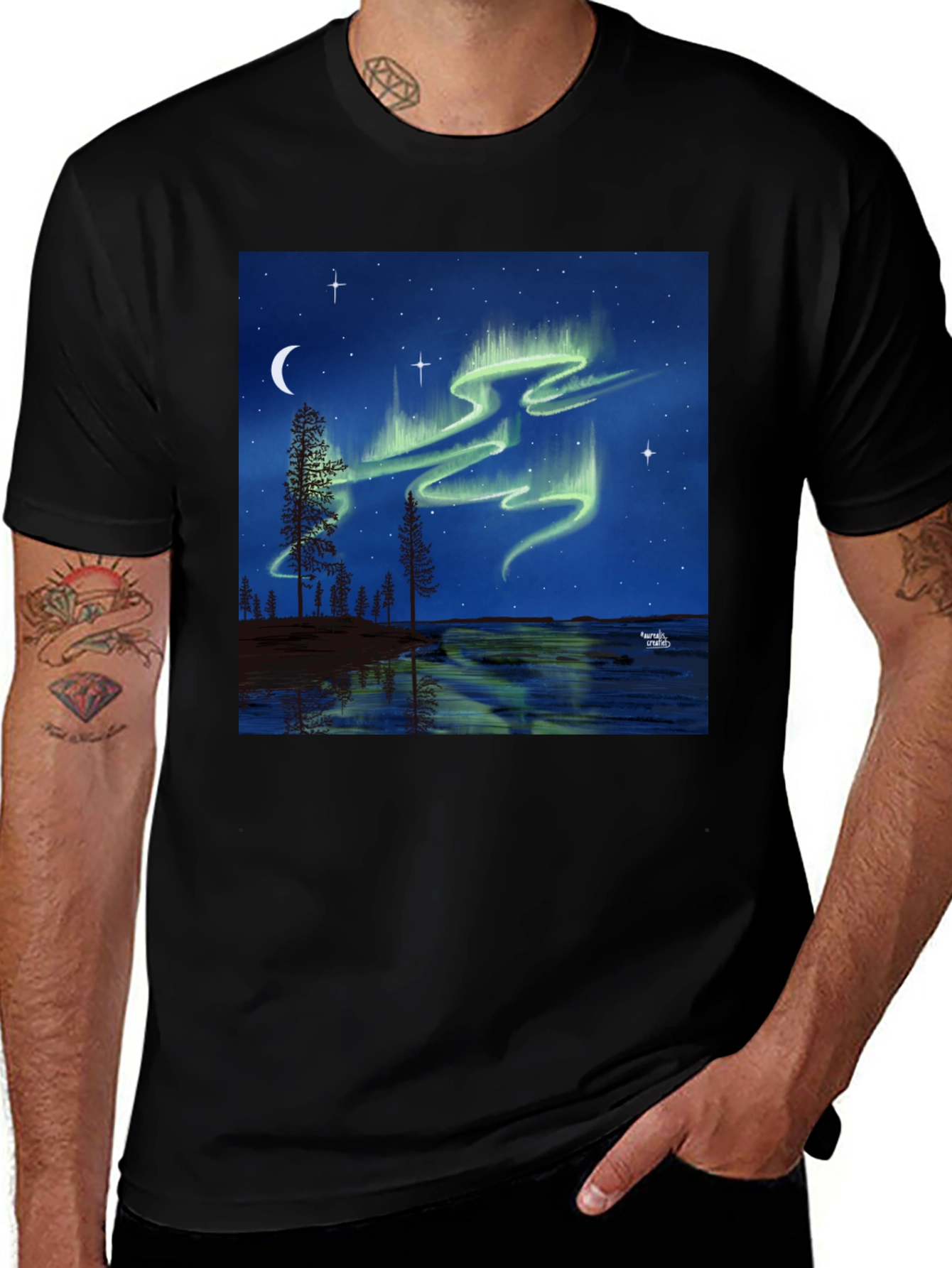 Variant 8 of Aurora Borealis Black T-Shirt