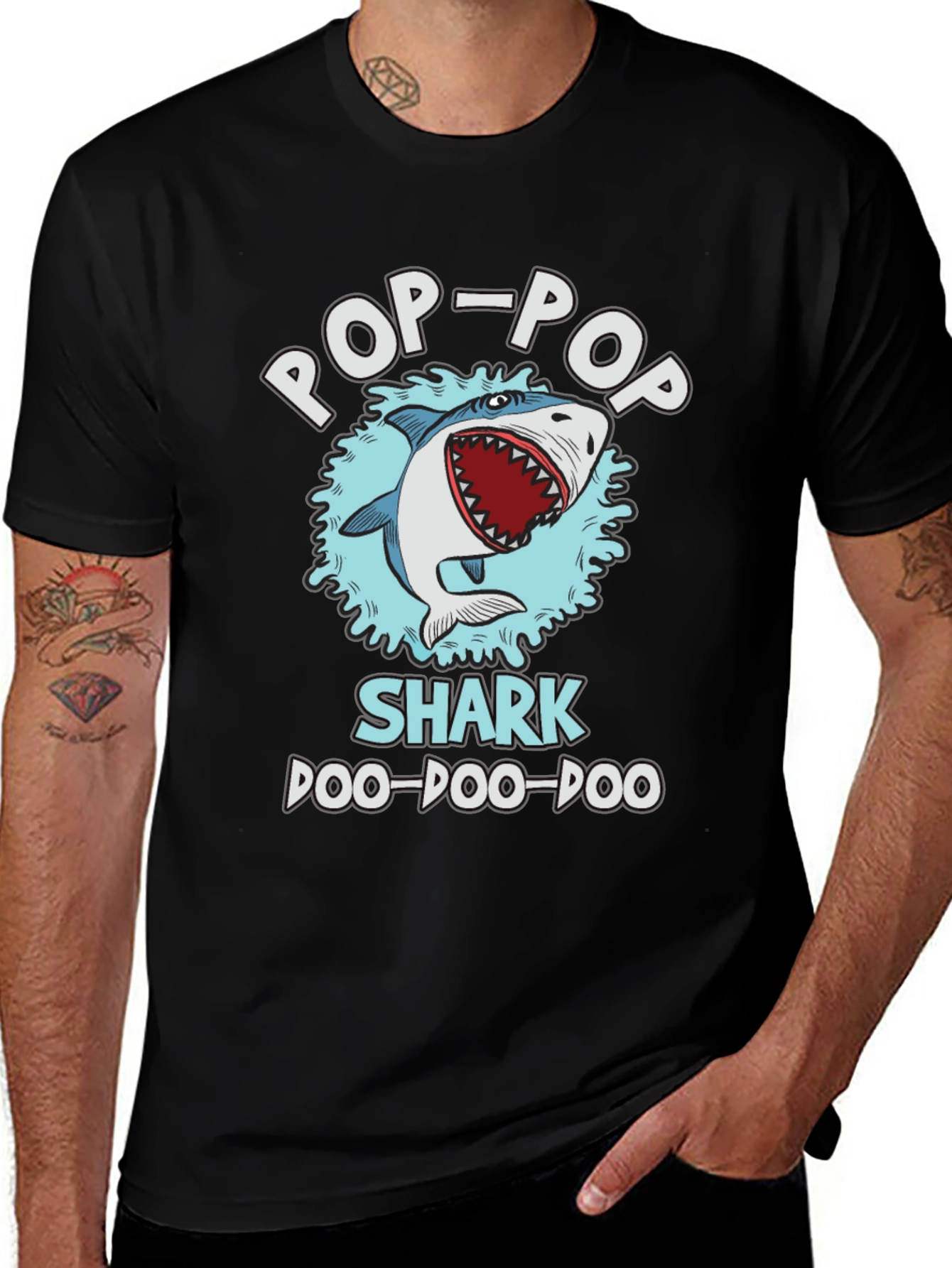 Variant 26 of Pop-Pop Shark T-Shirt - Doo Doo Doo