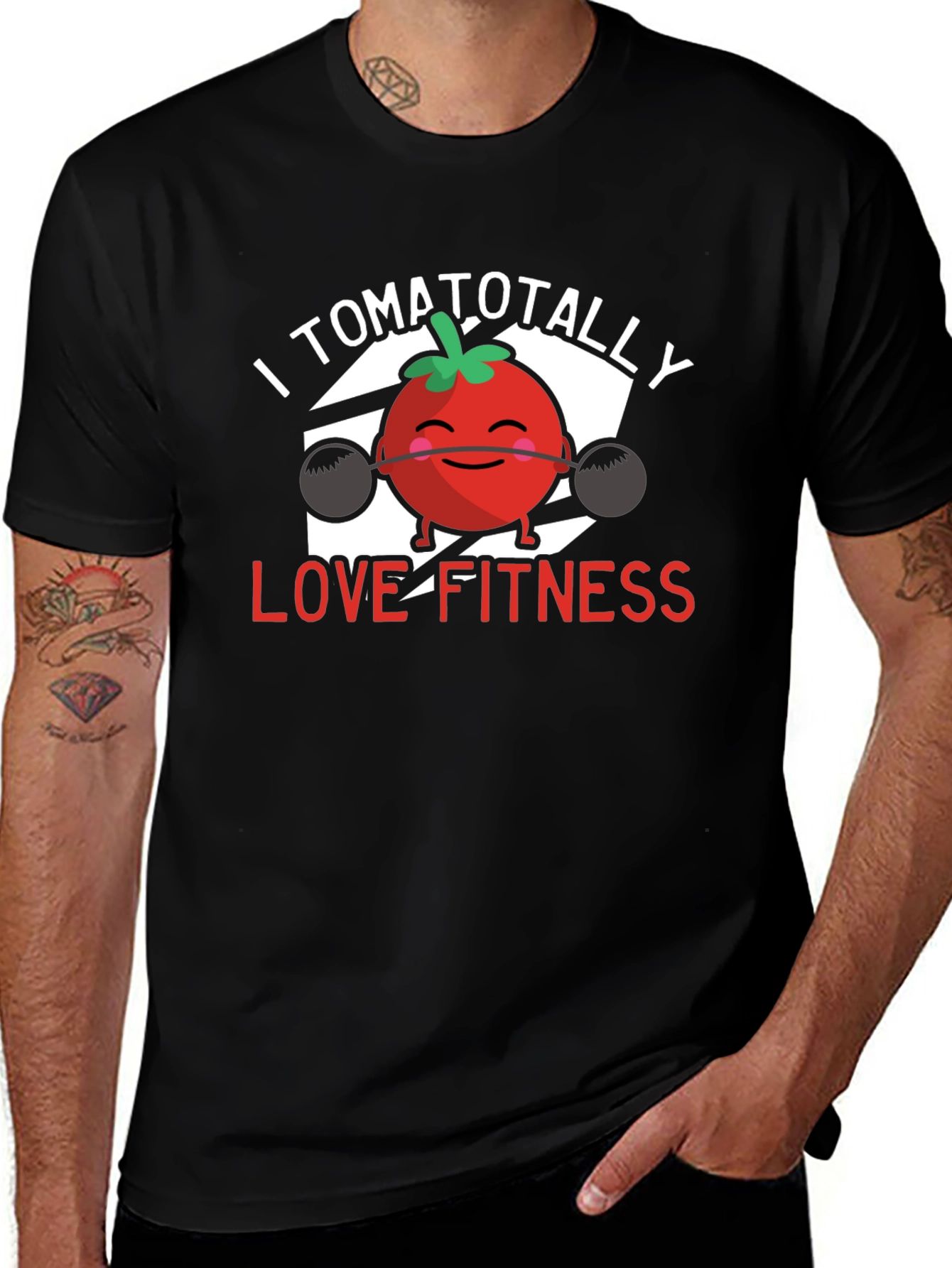 Variant 10 of I Tomatotally Love Fitness T-Shirt - Black