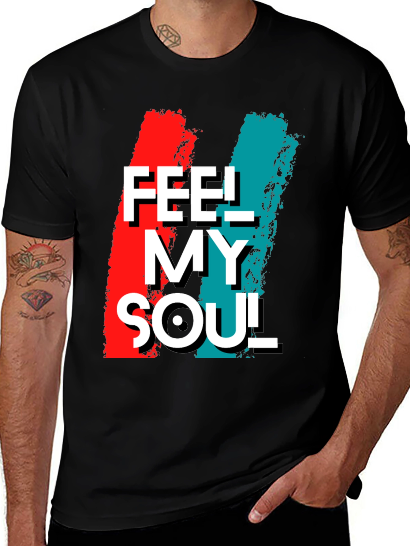 Variant 15 of Feel My Soul Graphic Print Black T-Shirt