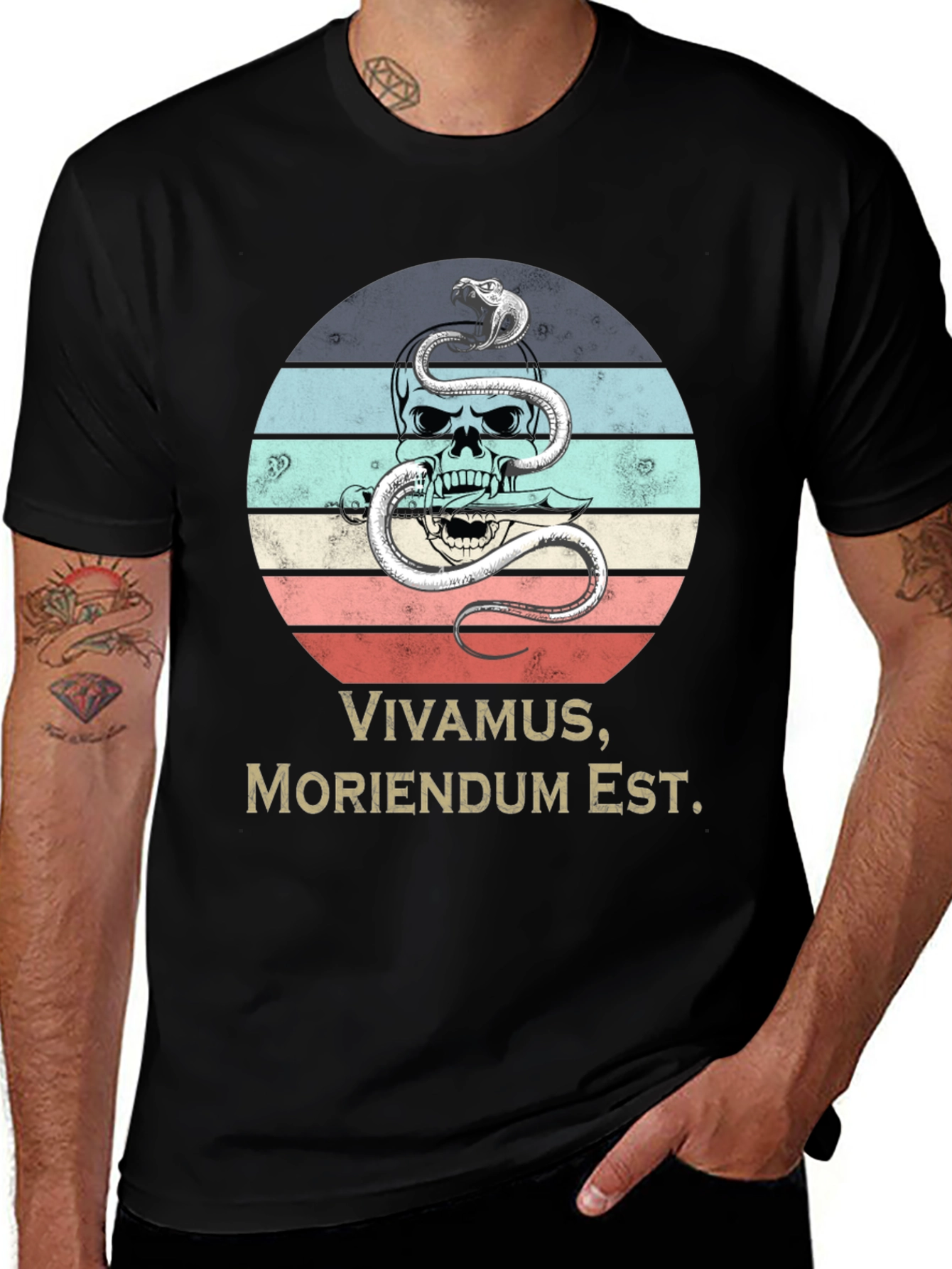 Variant 13 of Skull & Serpent T-Shirt - VIVAMUS, MORIENDUM EST