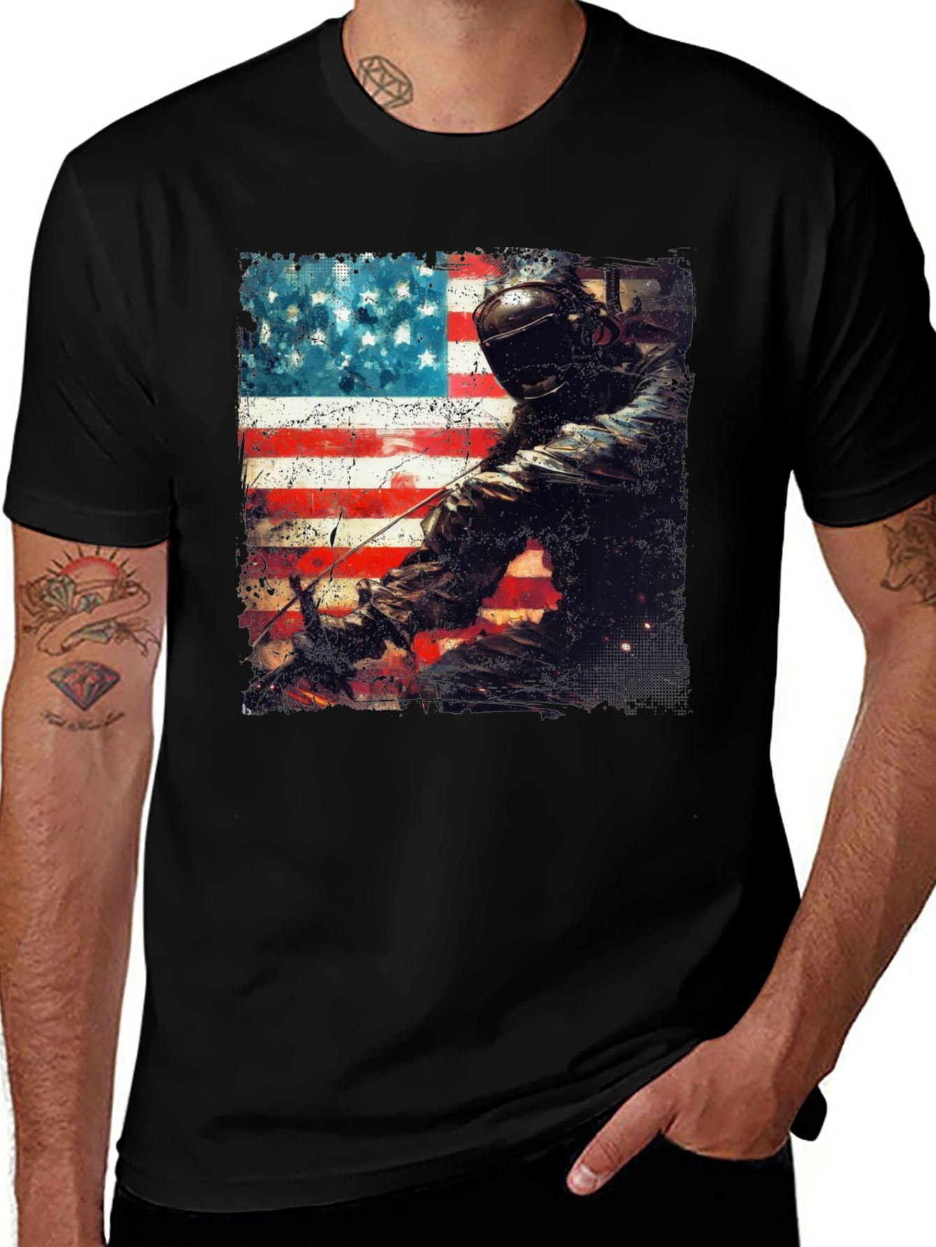 Variant 27 of Welder US Flag T-Shirt Patriotic Welding Tee