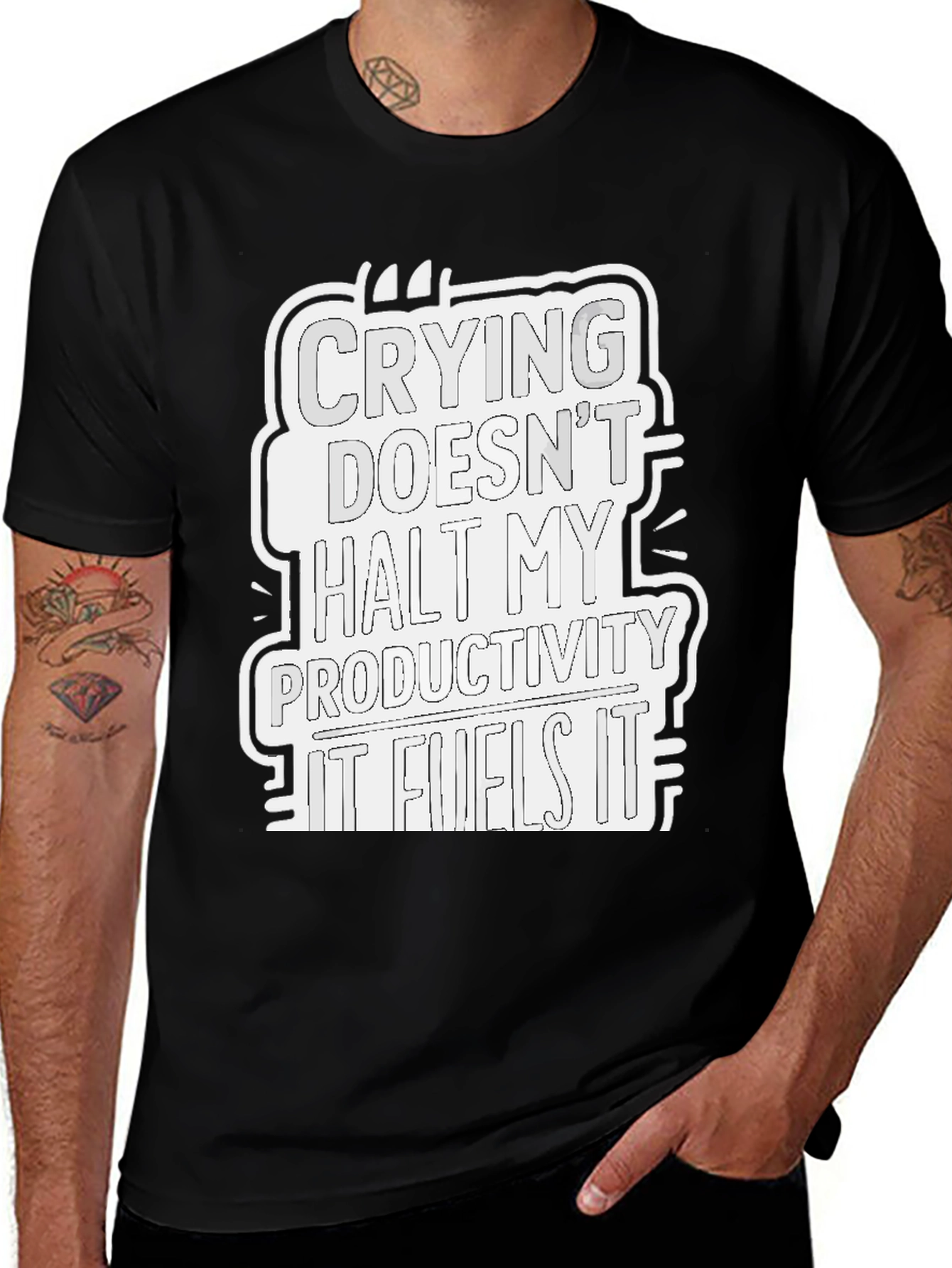 Variant 10 of Crying Fuels Productivity Graphic Tee - Black