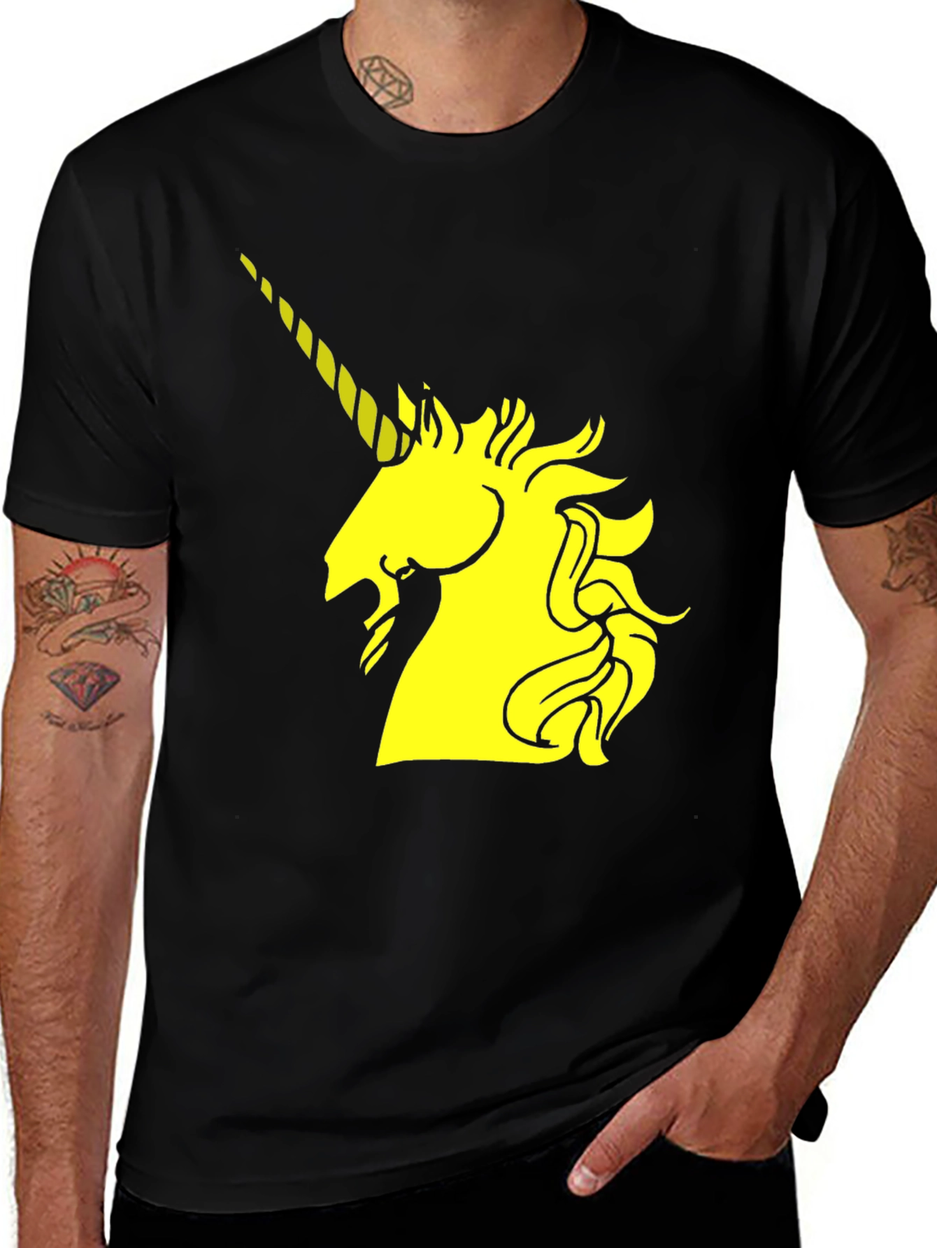 Variant 19 of Unicorn Graphic Tee - Black Cotton T-Shirt