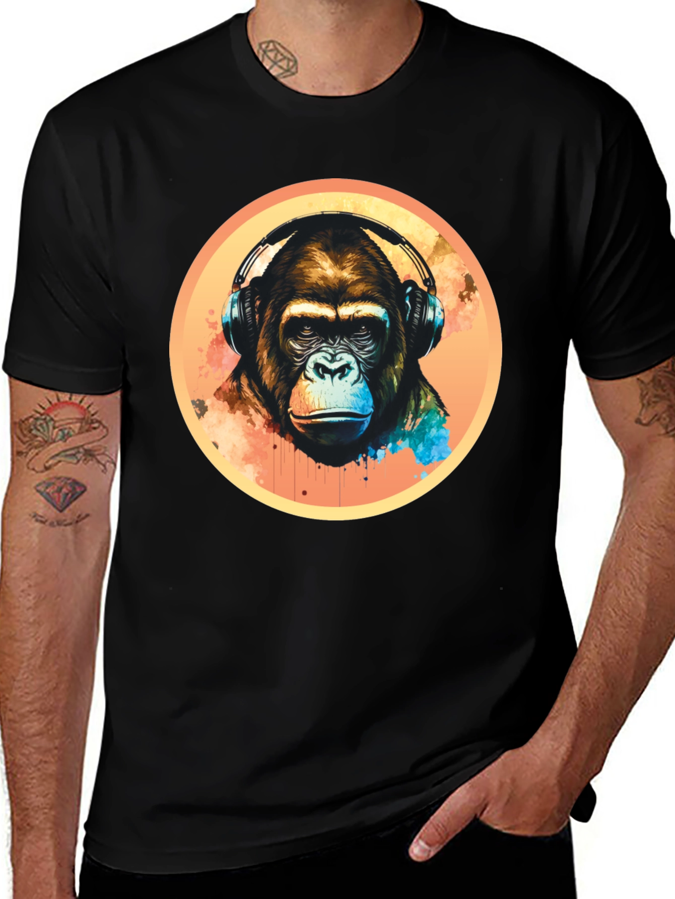 Variant 19 of Cool Gorilla Headphones Graphic Tee