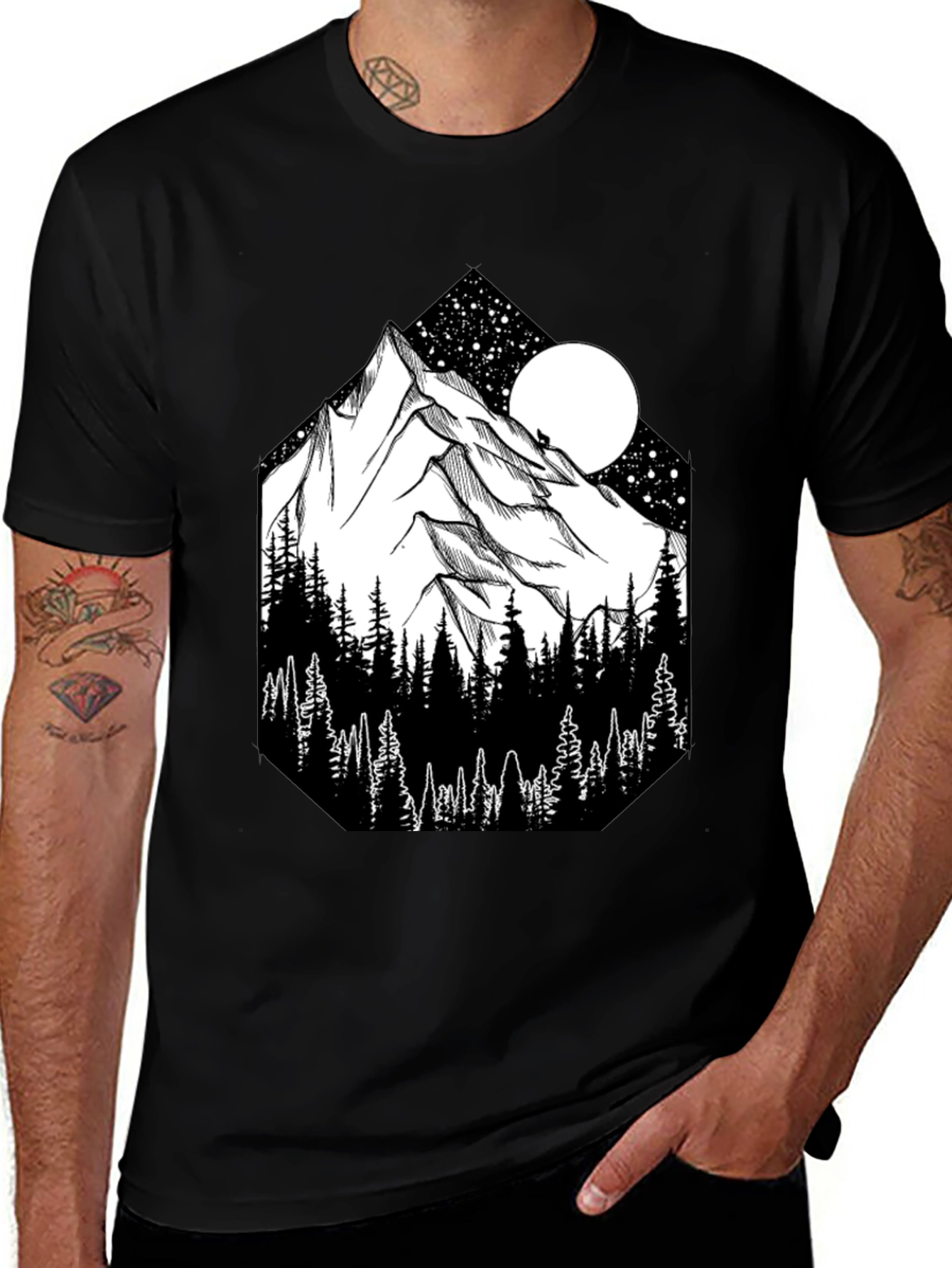 Variant 12 of Mountainscape Graphic Tee - Black