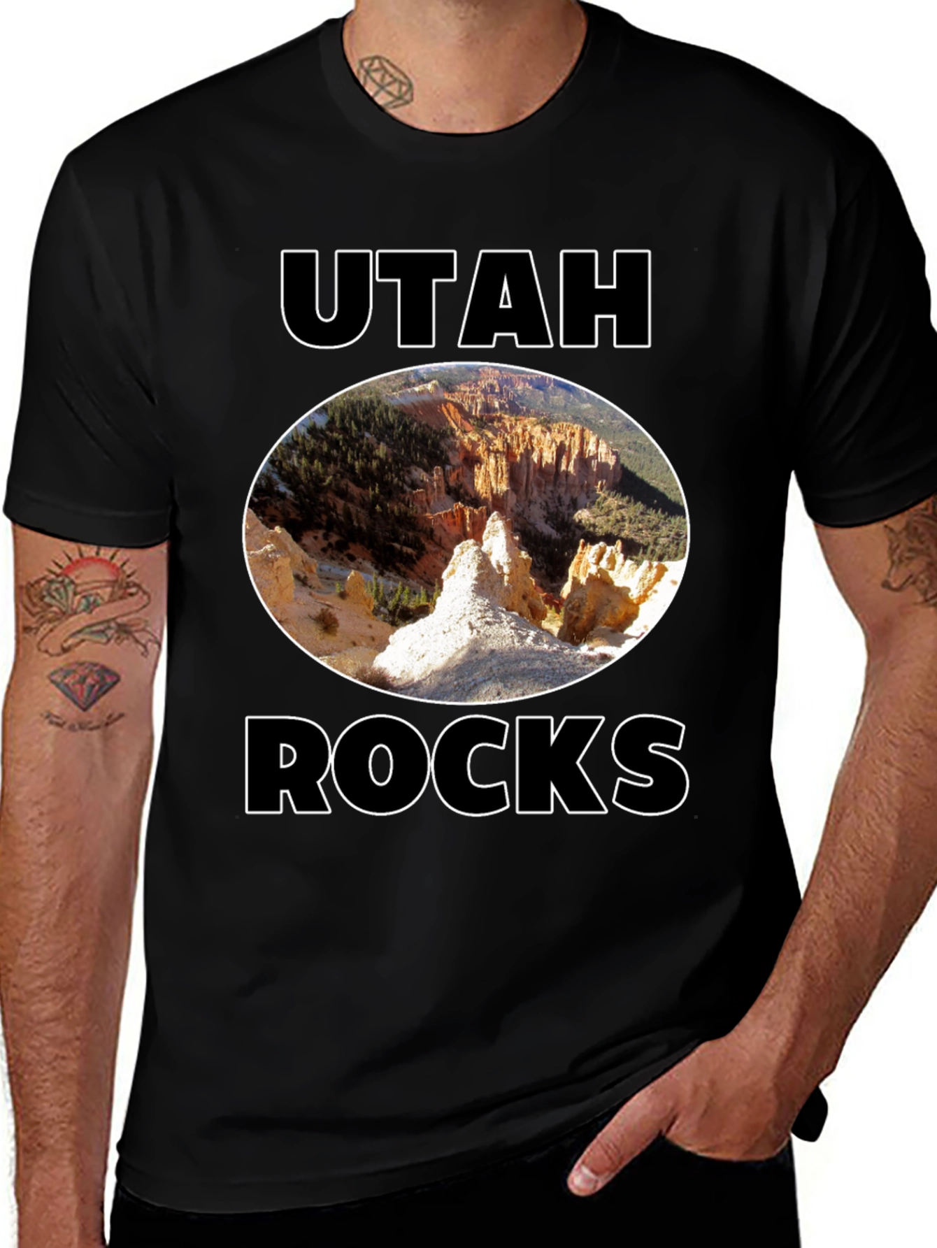 Variant 30 of Utah Rocks T-Shirt - Black Cotton Graphic Tee