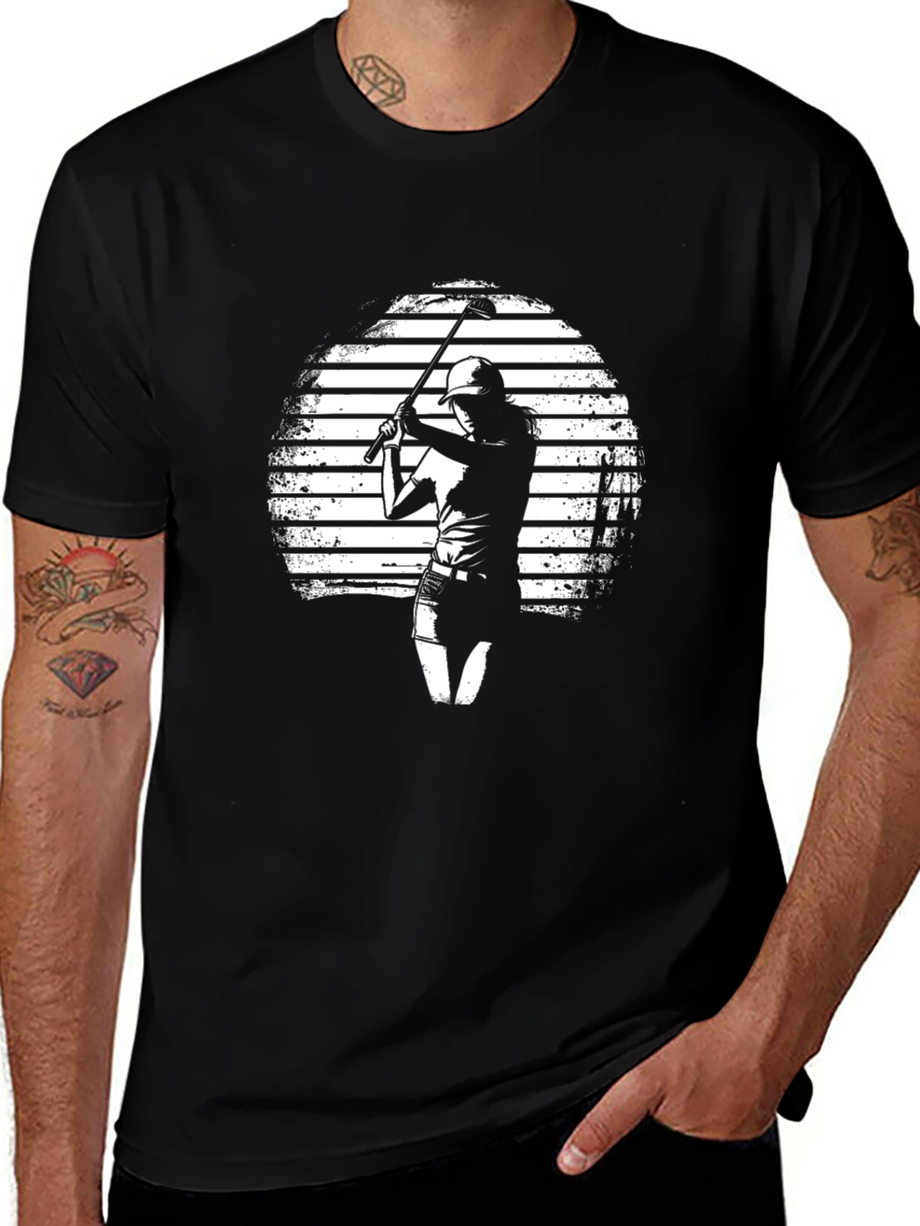 Variant 22 of Golf Silhouette Graphic Tee - Black Casual T-Shirt
