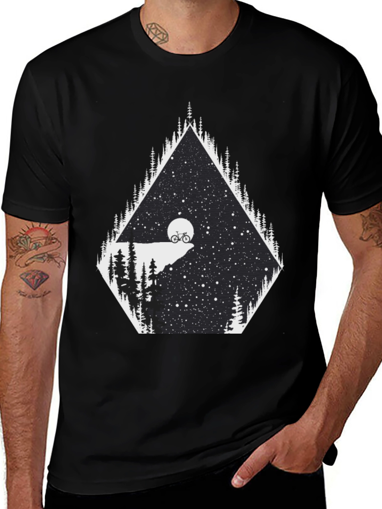 Variant 22 of Night Ride T-Shirt - Mountain Bike Scene Graphic Tee