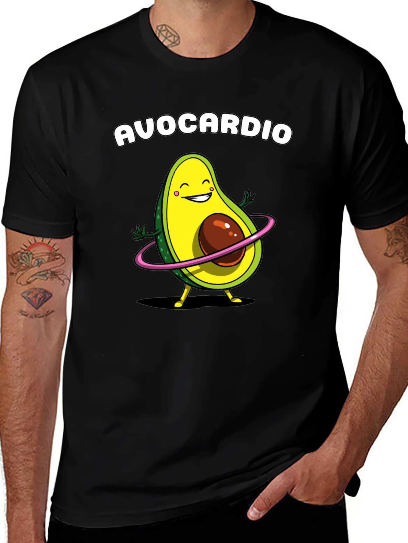 Variant 26 of AvoCardio Black T-Shirt - Funny Avocado Workout Tee