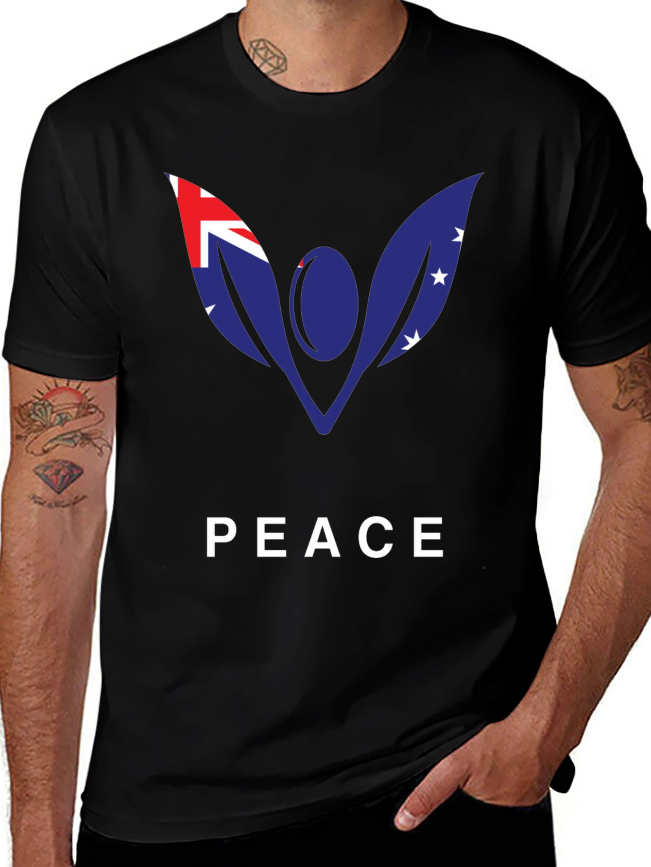 Peace Australia Flag Graphic Tee - Black