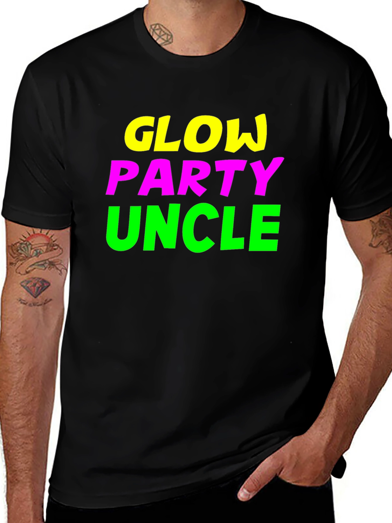 Variant 25 of Glow Party Uncle Black T-Shirt