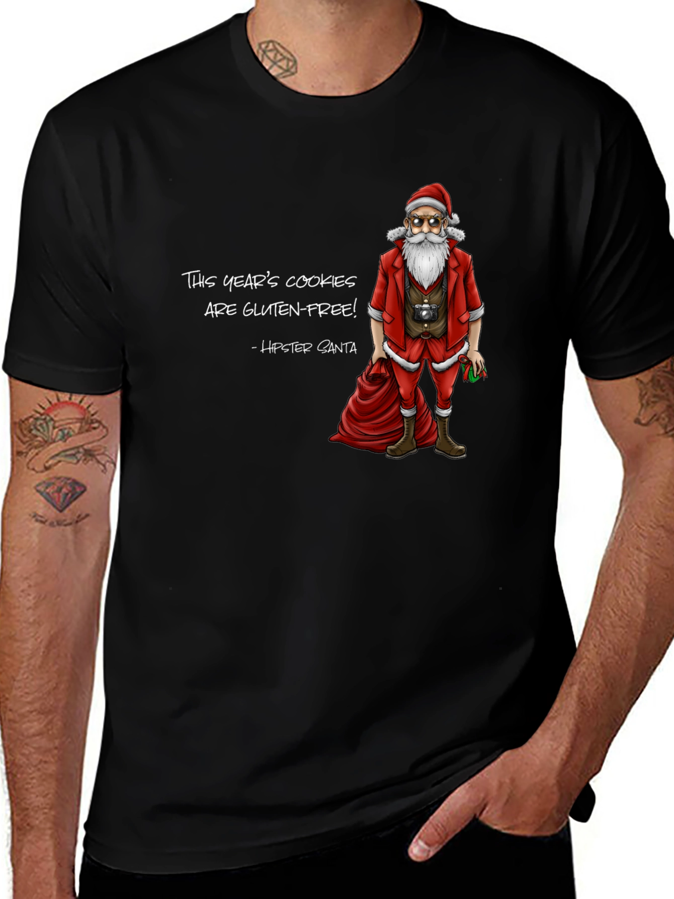 Hipster Santa Gluten-Free Cookies T-Shirt