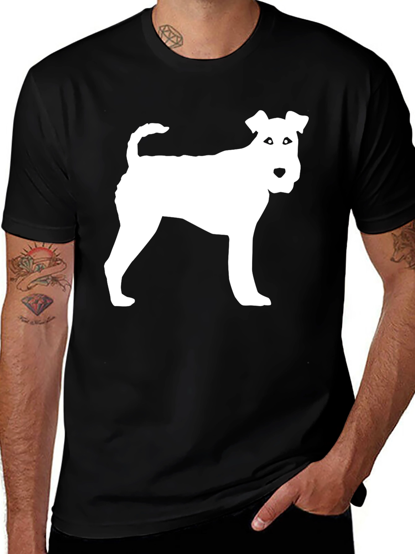 Fox Terrier Silhouette Tee - Black Cotton Blend