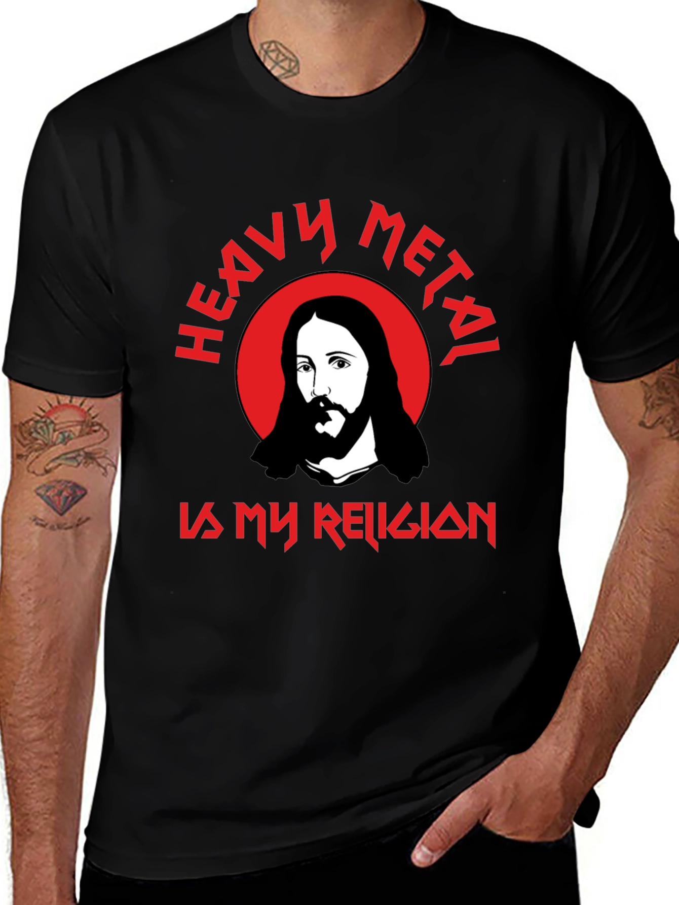 Variant 28 of Heavy Metal Jesus T-Shirt - Religion Tee