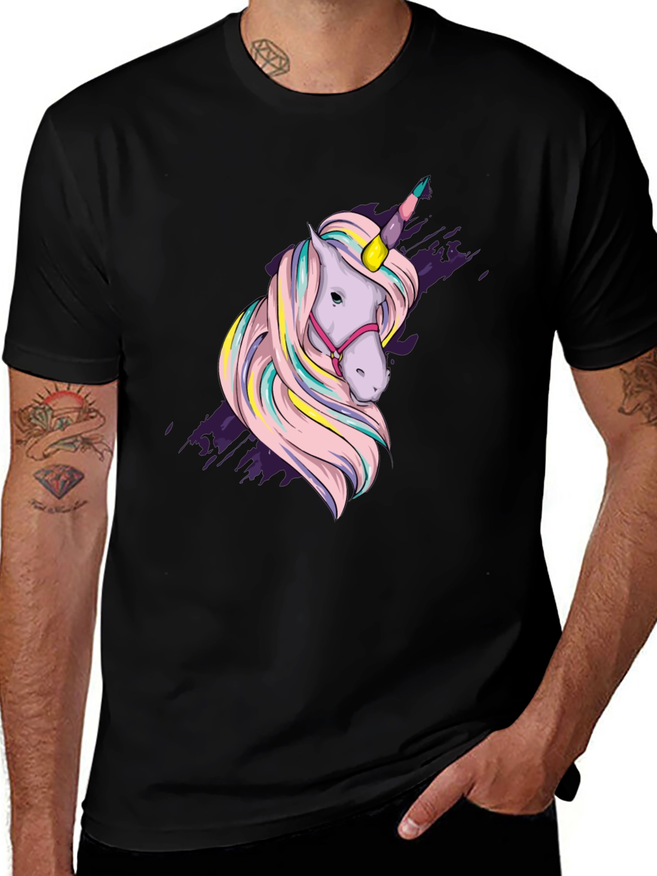 Variant 11 of Unicorn Graphic Black T-Shirt