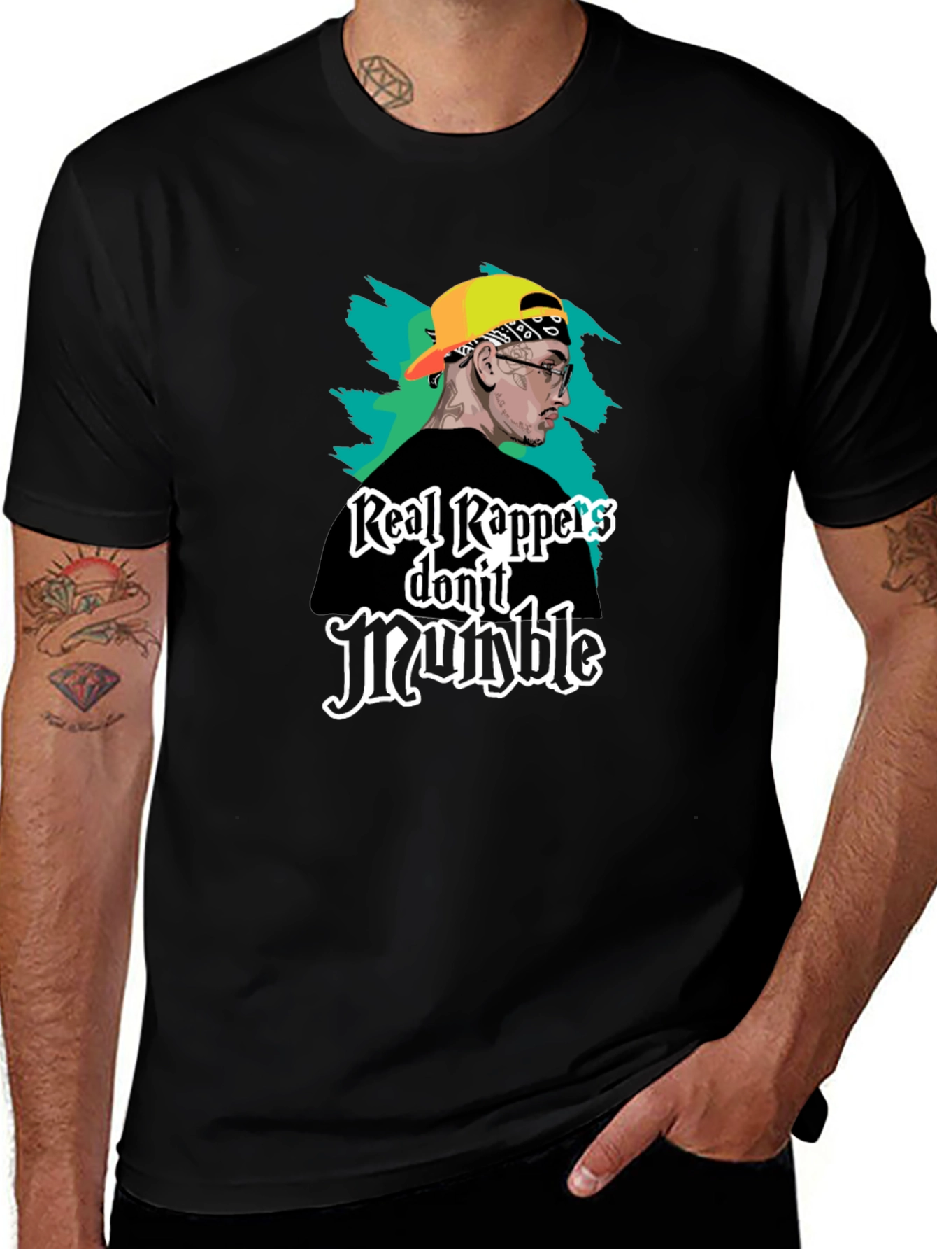 Variant 14 of Real Rappers Don't Mumble Black T-Shirt