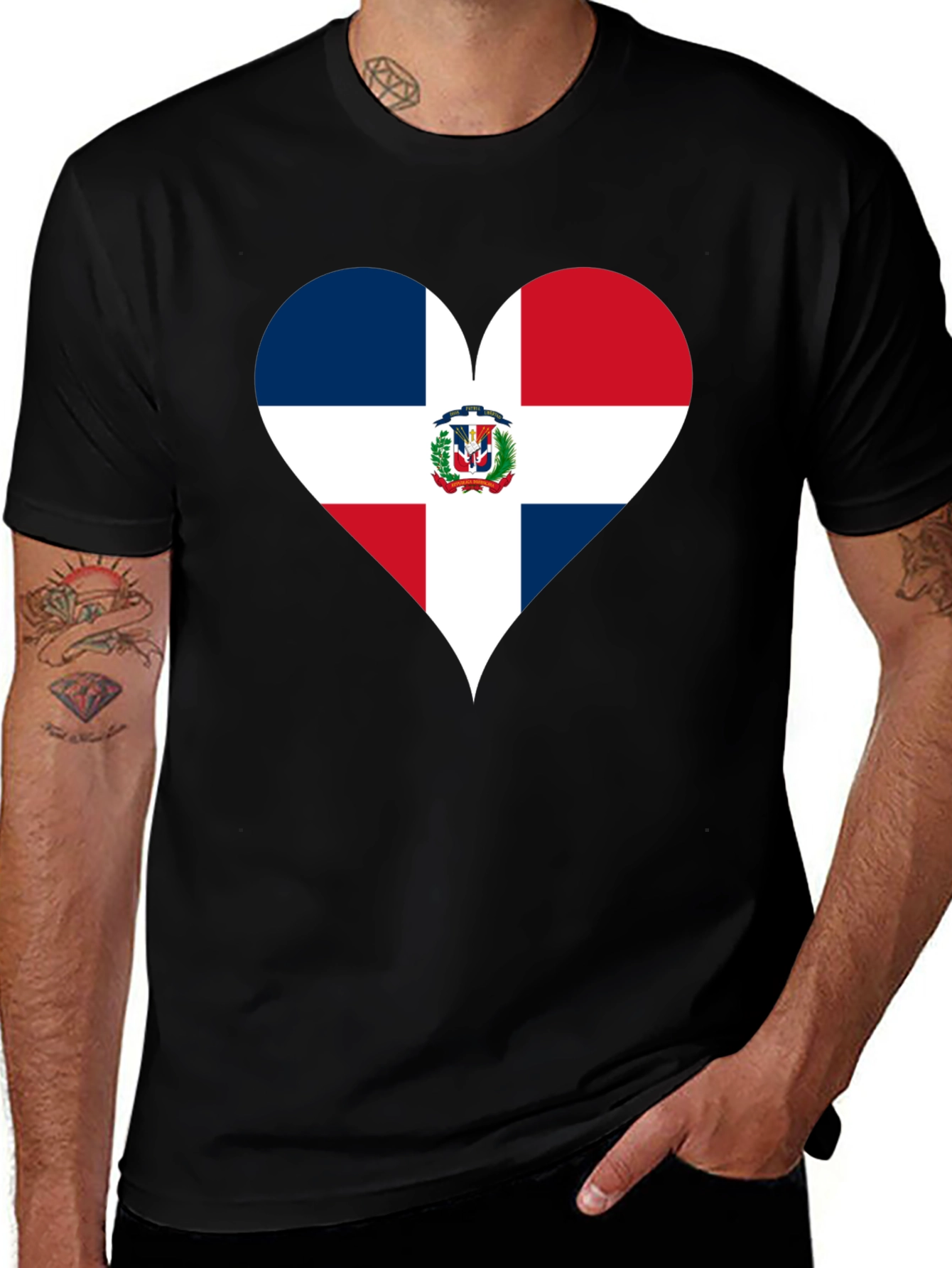 Dominican Republic Flag Heart T-Shirt