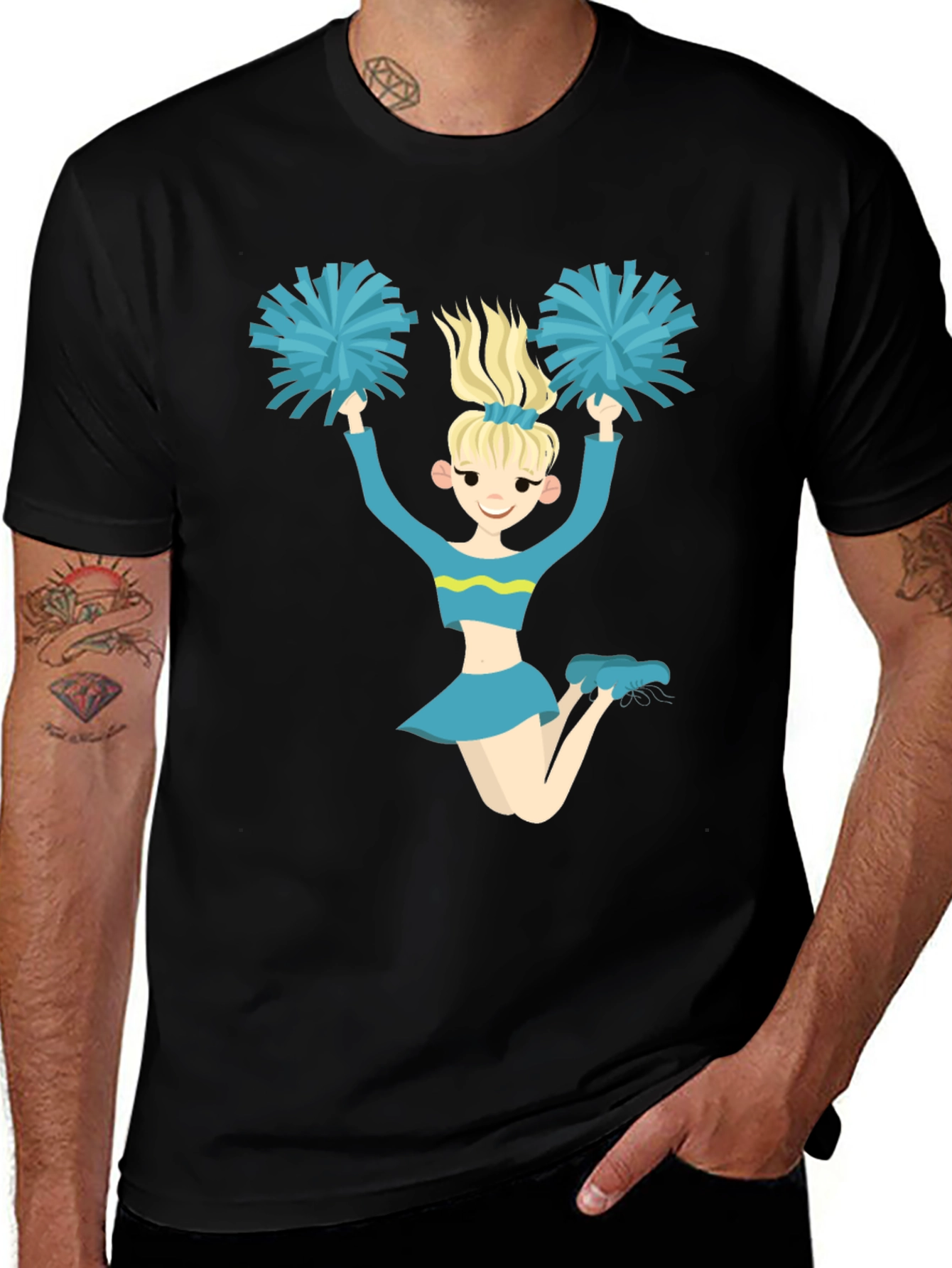Variant 13 of Cheerleader Graphic Tee - Black Cotton T-Shirt
