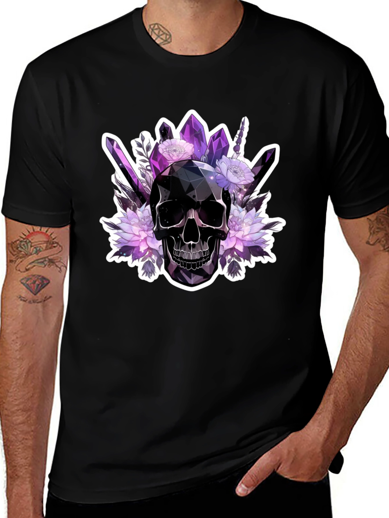 Variant 18 of Skull & Crystal Black Graphic Tee
