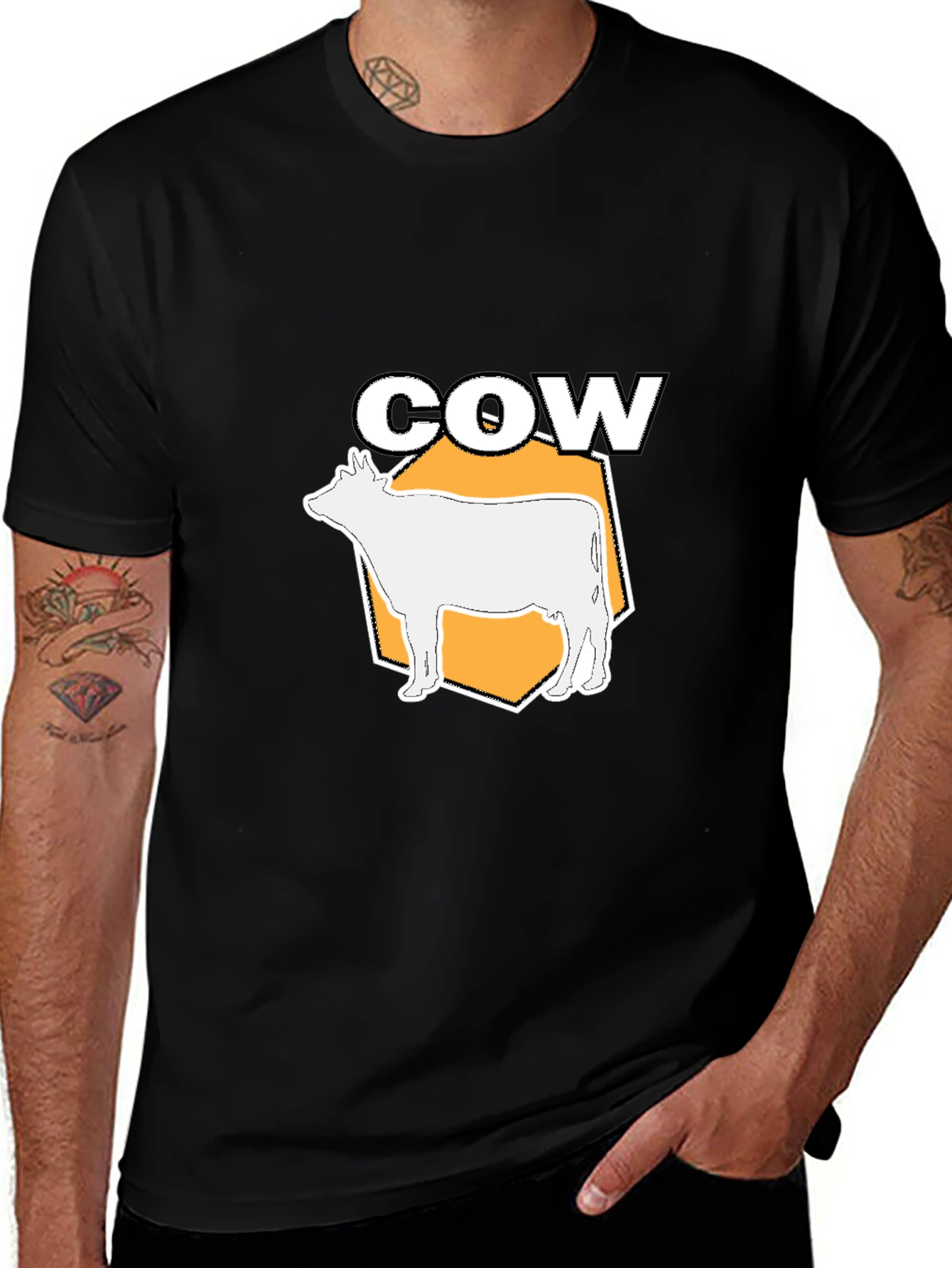 Variant 12 of Cow Graphic Black T-Shirt