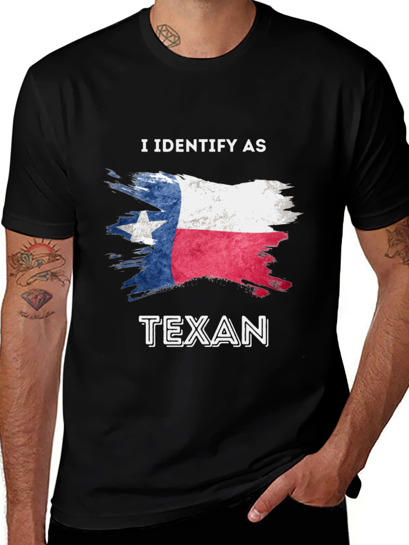 Variant 20 of I Identify As Texan Black T-Shirt